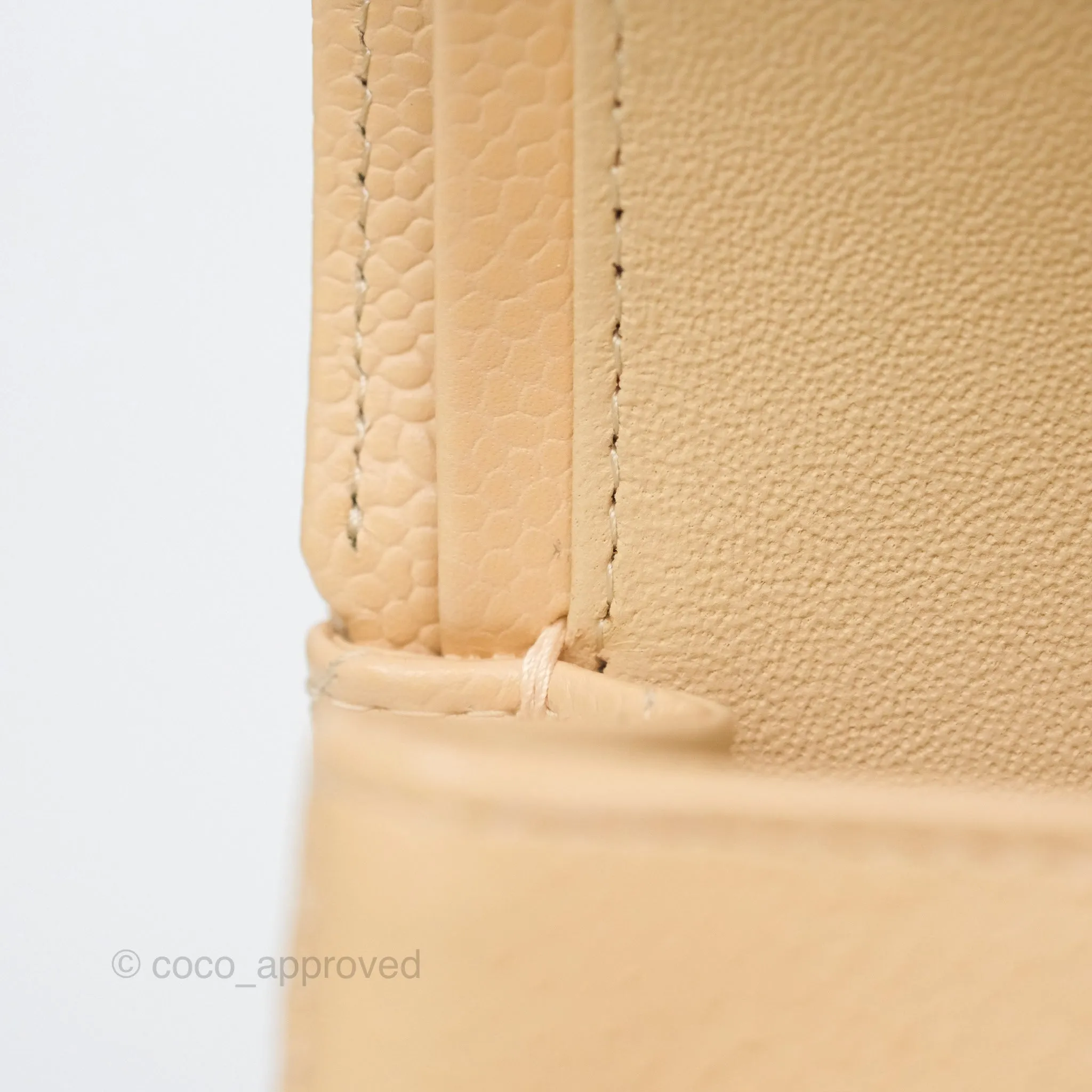 Chanel Small S/M Classic Flap Quilted Beige Caviar Gold Hardware