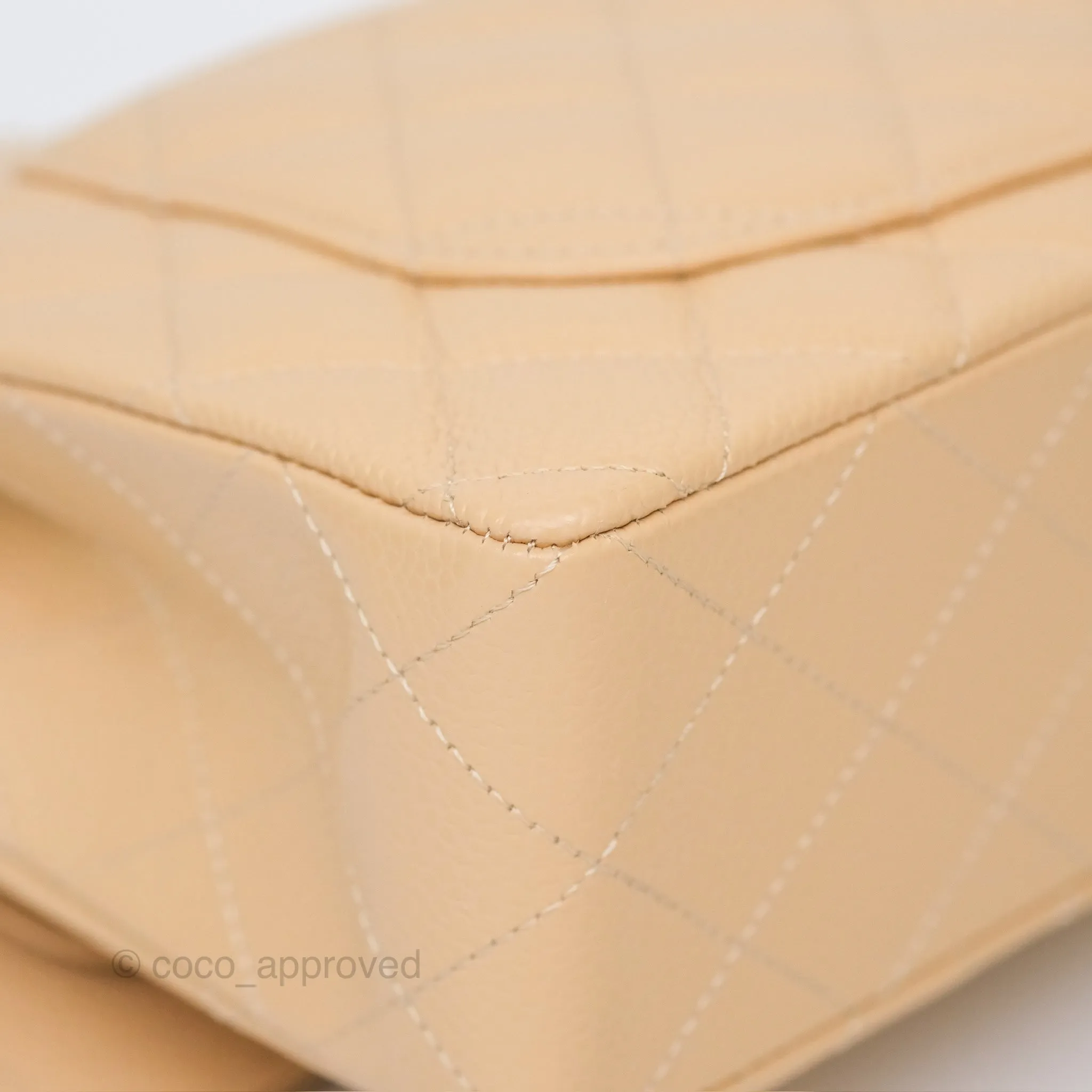 Chanel Small S/M Classic Flap Quilted Beige Caviar Gold Hardware