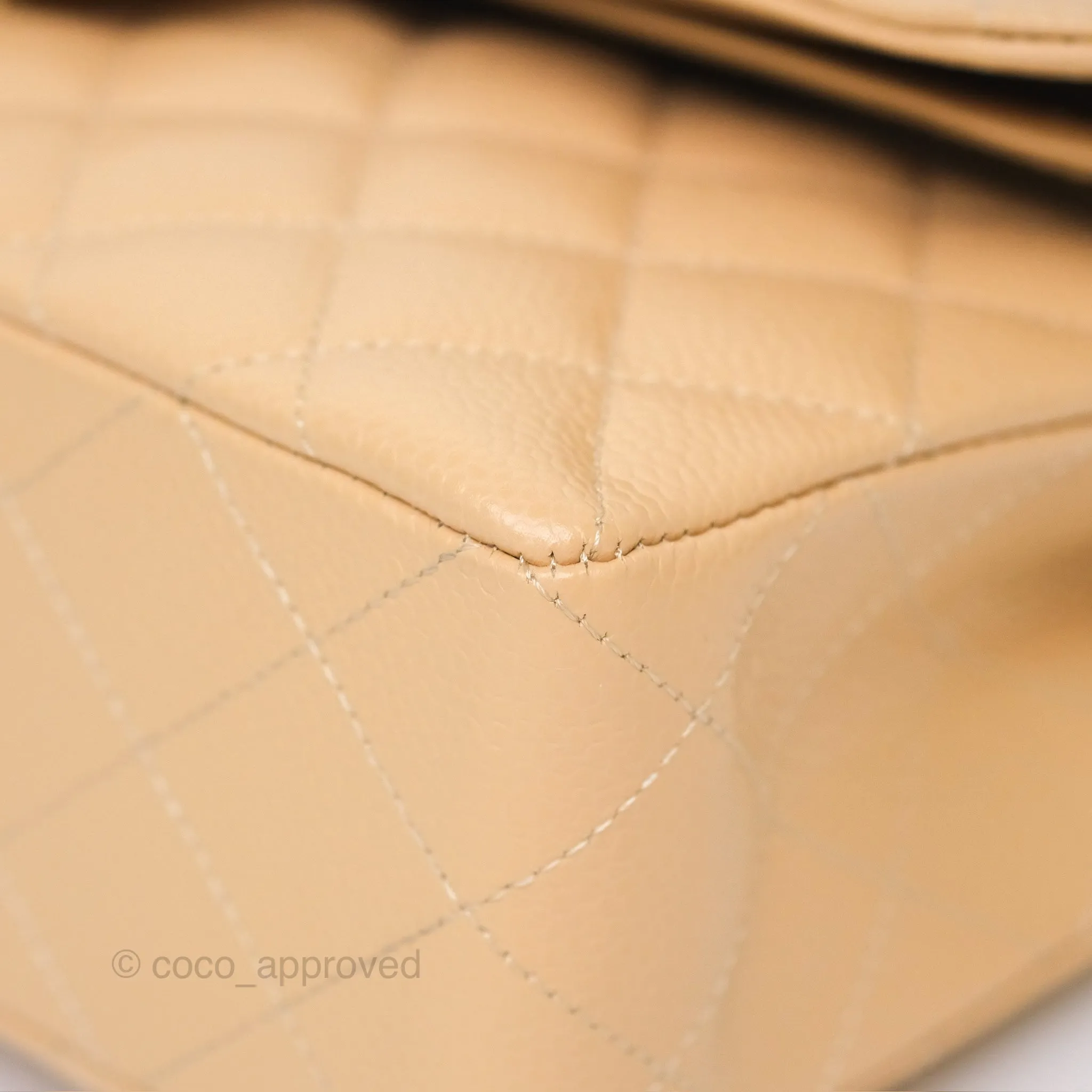 Chanel Small S/M Classic Flap Quilted Beige Caviar Gold Hardware