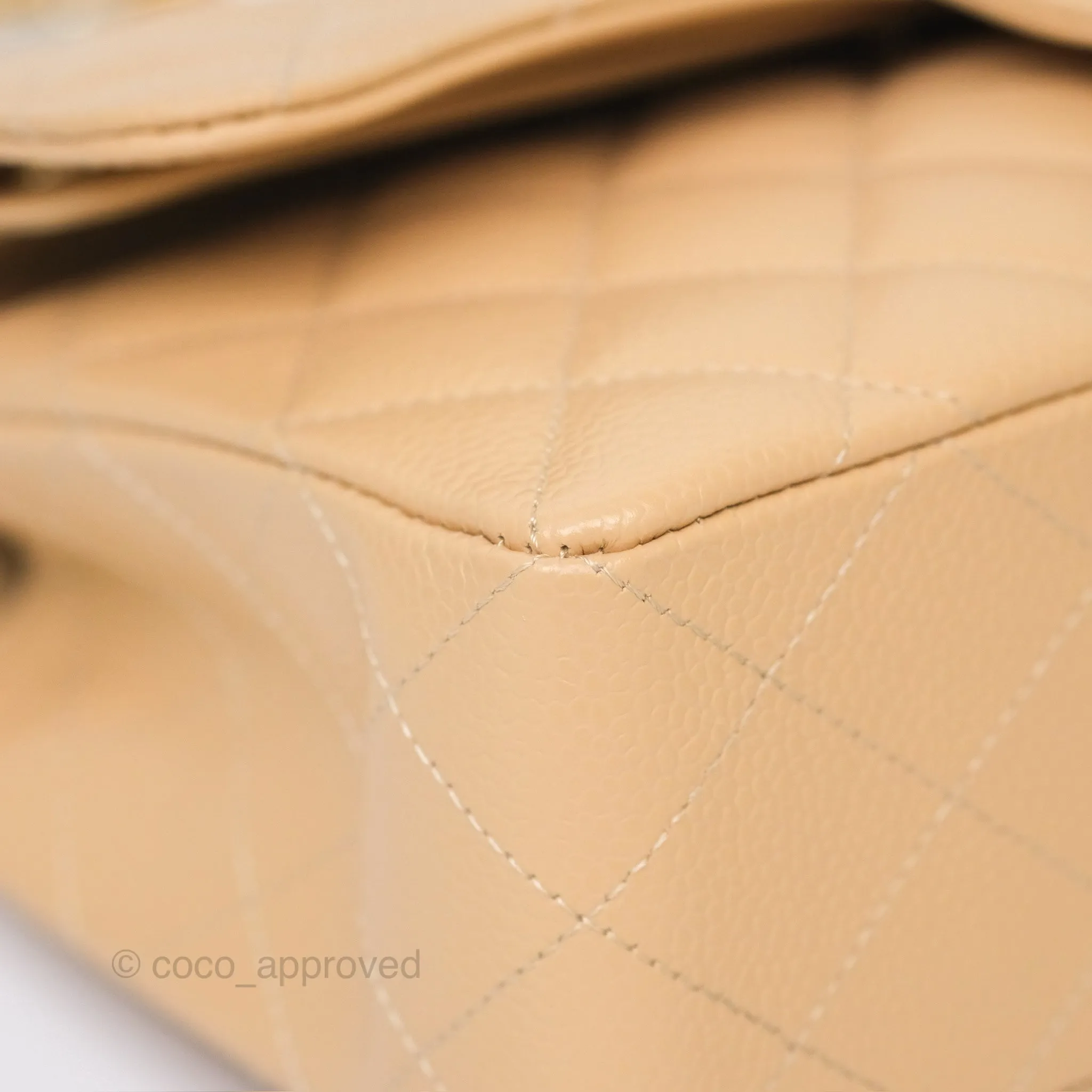 Chanel Small S/M Classic Flap Quilted Beige Caviar Gold Hardware