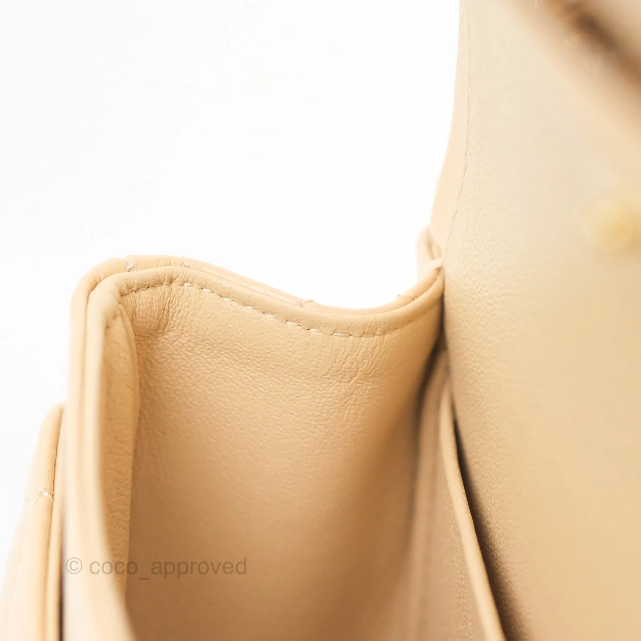 Chanel Small S/M Classic Flap Quilted Beige Caviar Gold Hardware