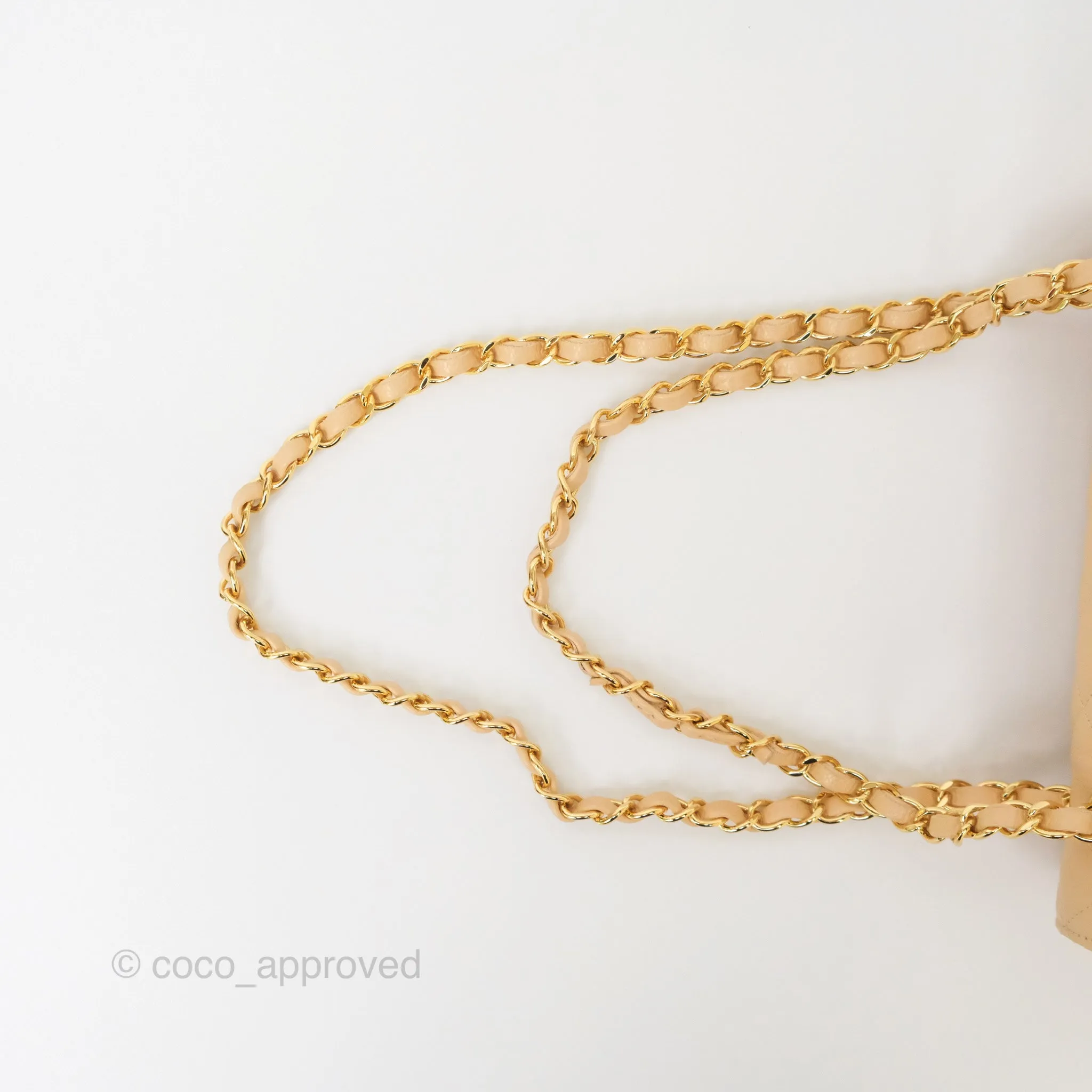 Chanel Small S/M Classic Flap Quilted Beige Caviar Gold Hardware