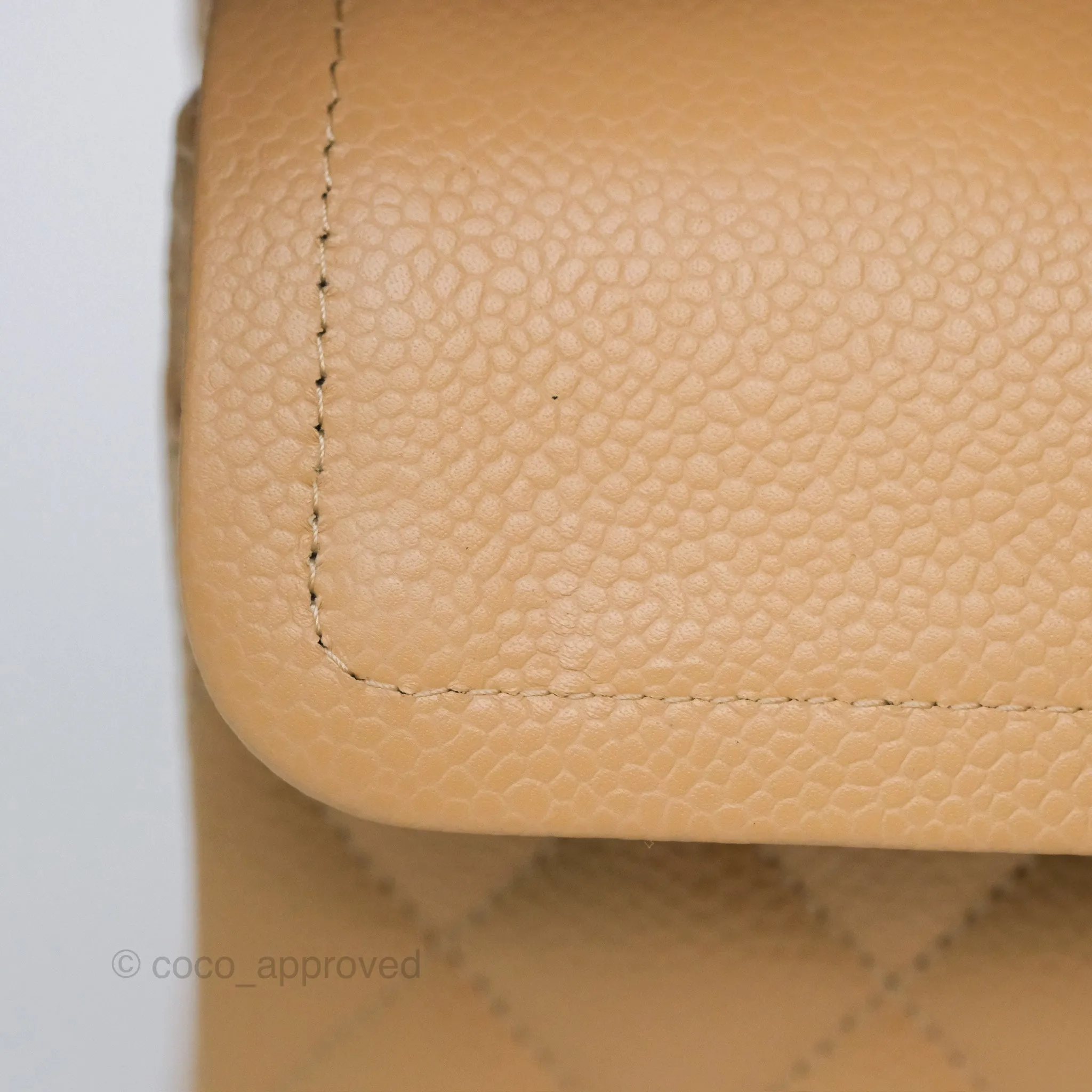 Chanel Small S/M Classic Flap Quilted Beige Caviar Gold Hardware