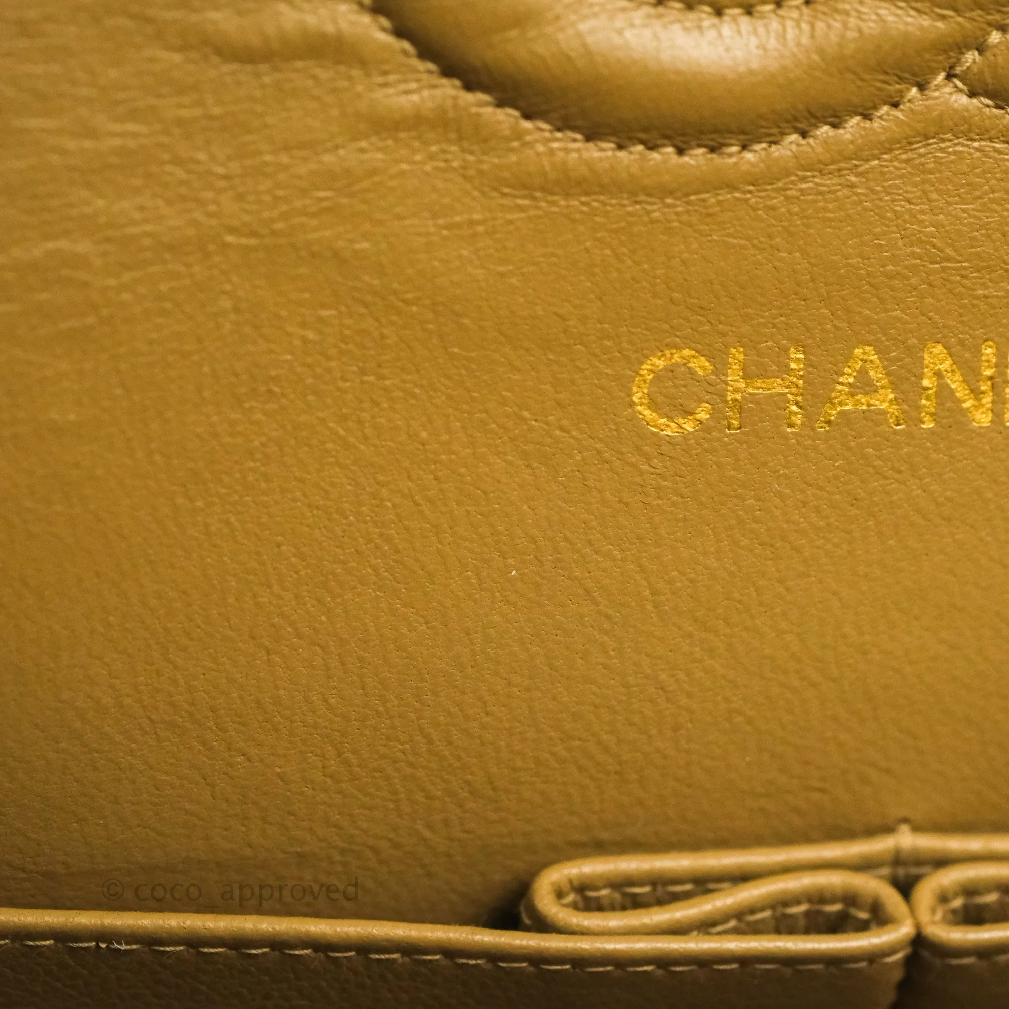 Chanel Vintage Classic M/L Medium Double Flap Bag Dark Beige Lambskin 24K Gold Hardware