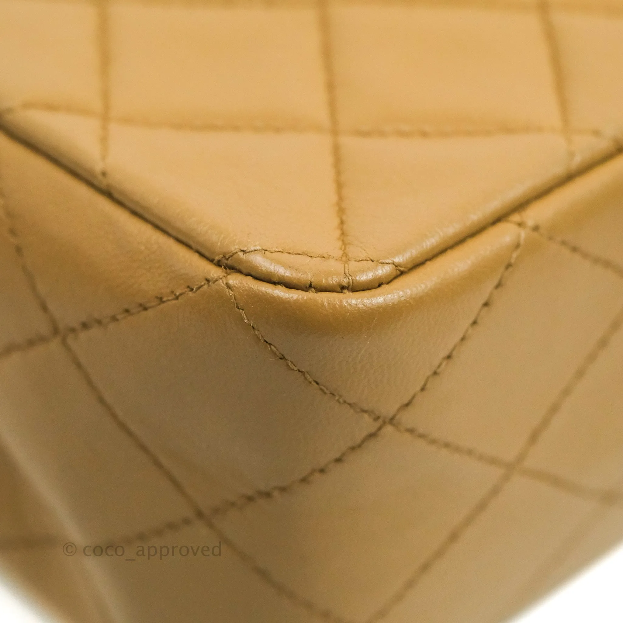 Chanel Vintage Classic M/L Medium Double Flap Bag Dark Beige Lambskin 24K Gold Hardware