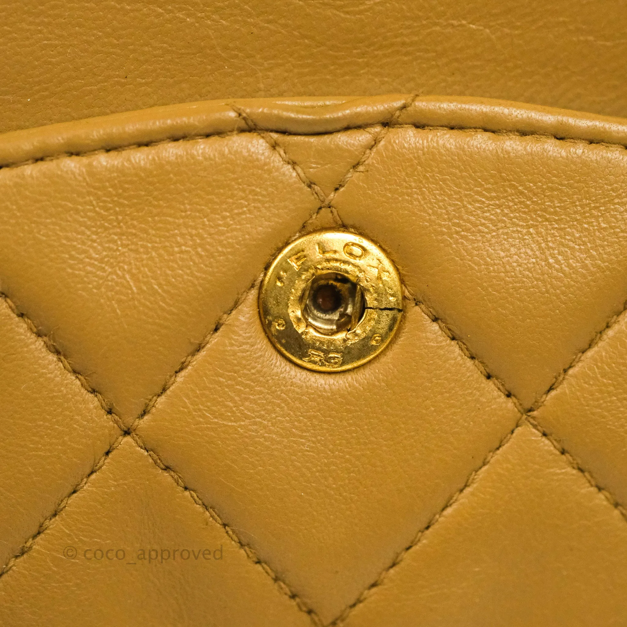 Chanel Vintage Classic M/L Medium Double Flap Bag Dark Beige Lambskin 24K Gold Hardware