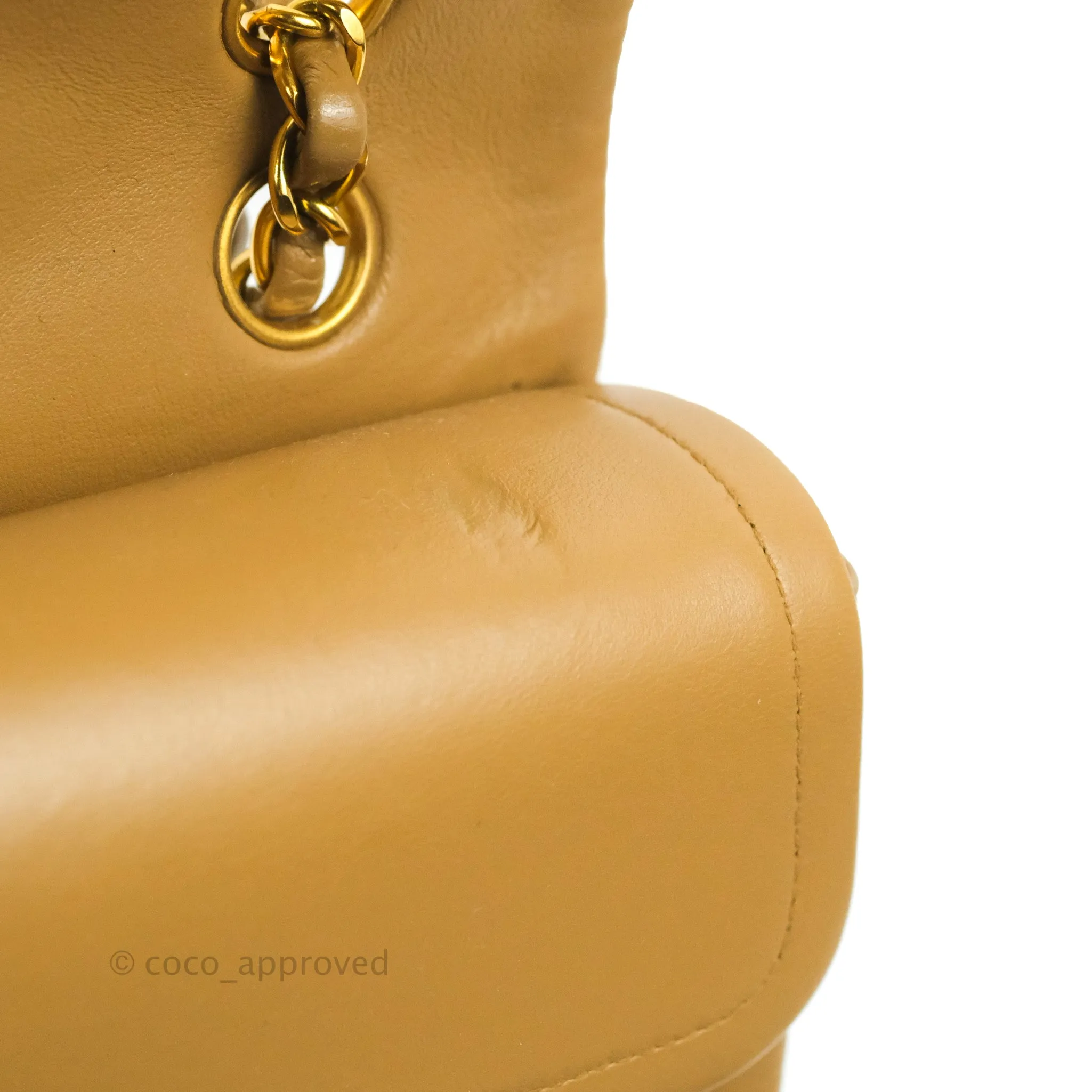 Chanel Vintage Classic M/L Medium Double Flap Bag Dark Beige Lambskin 24K Gold Hardware