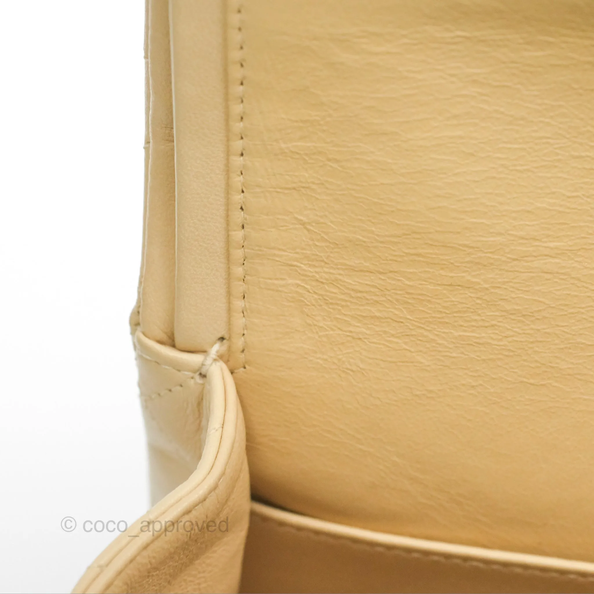 Chanel Vintage Medium Classic Flap Beige Lambskin 24K Gold Hardware