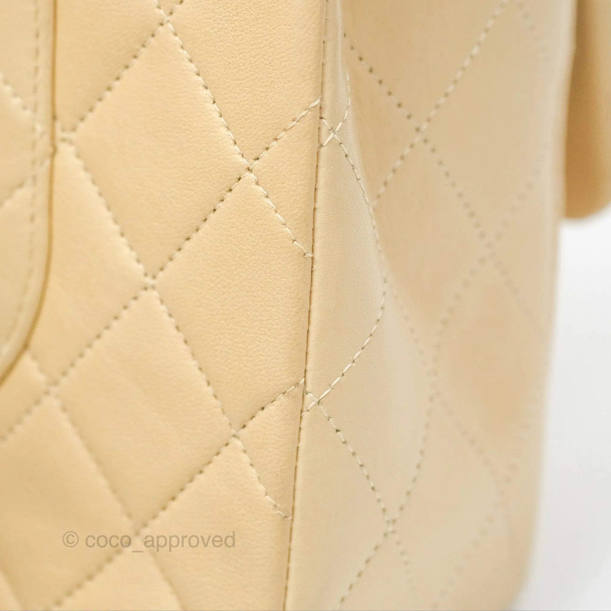 Chanel Vintage Medium Classic Flap Beige Lambskin 24K Gold Hardware