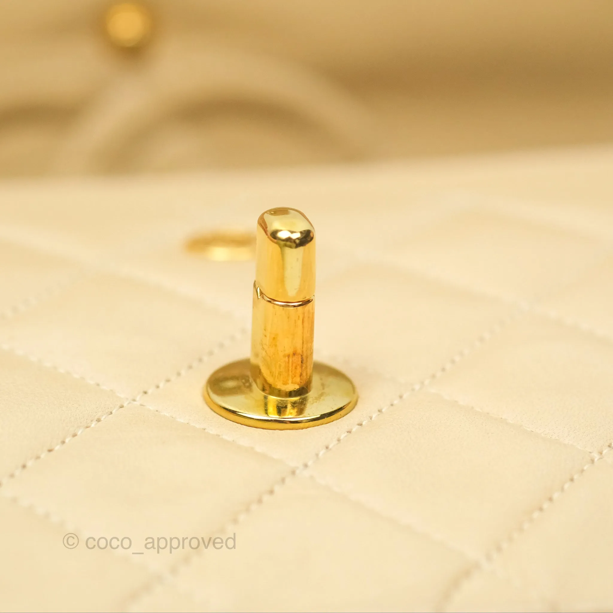 Chanel Vintage Medium Classic Flap Beige Lambskin 24K Gold Hardware