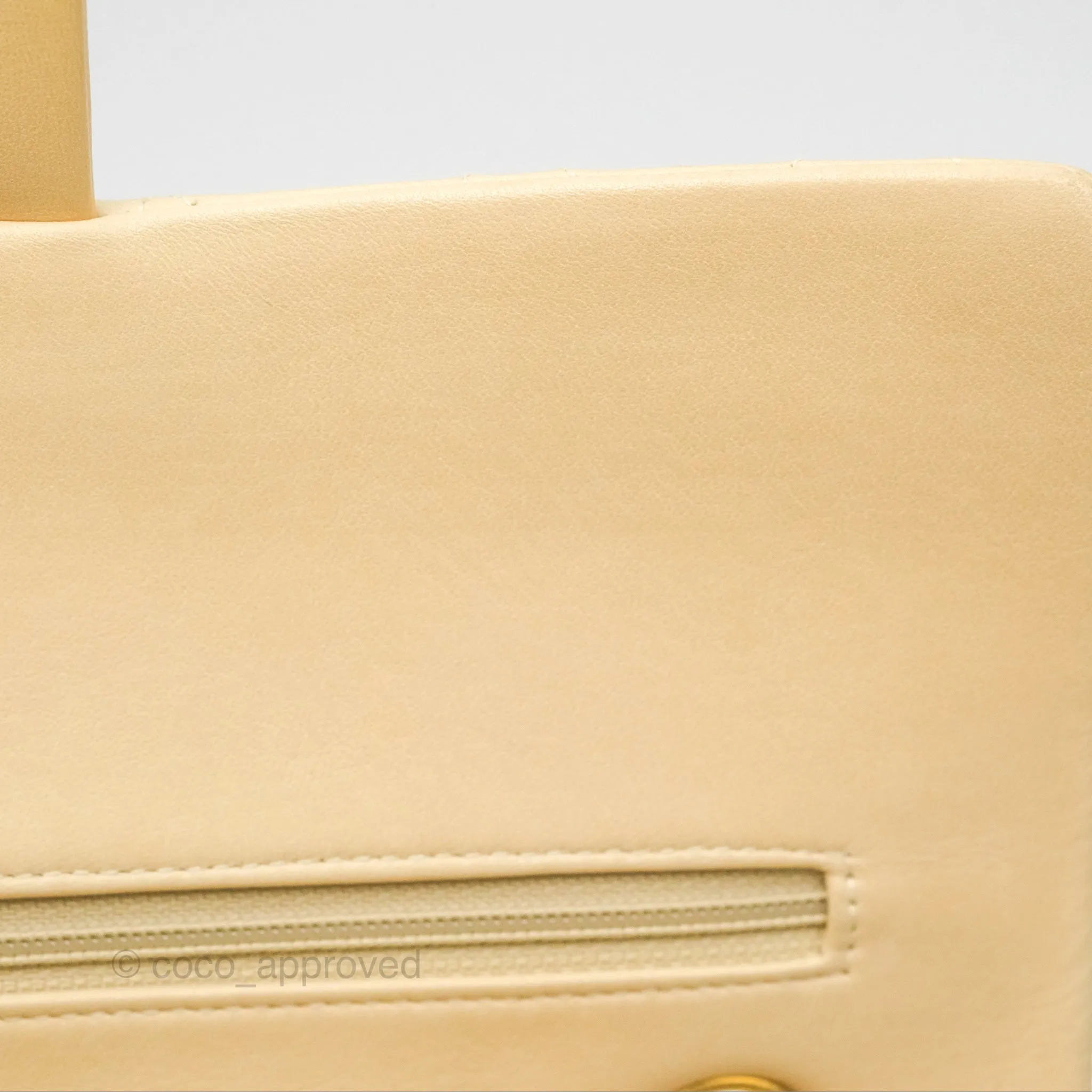 Chanel Vintage Medium Classic Flap Beige Lambskin 24K Gold Hardware
