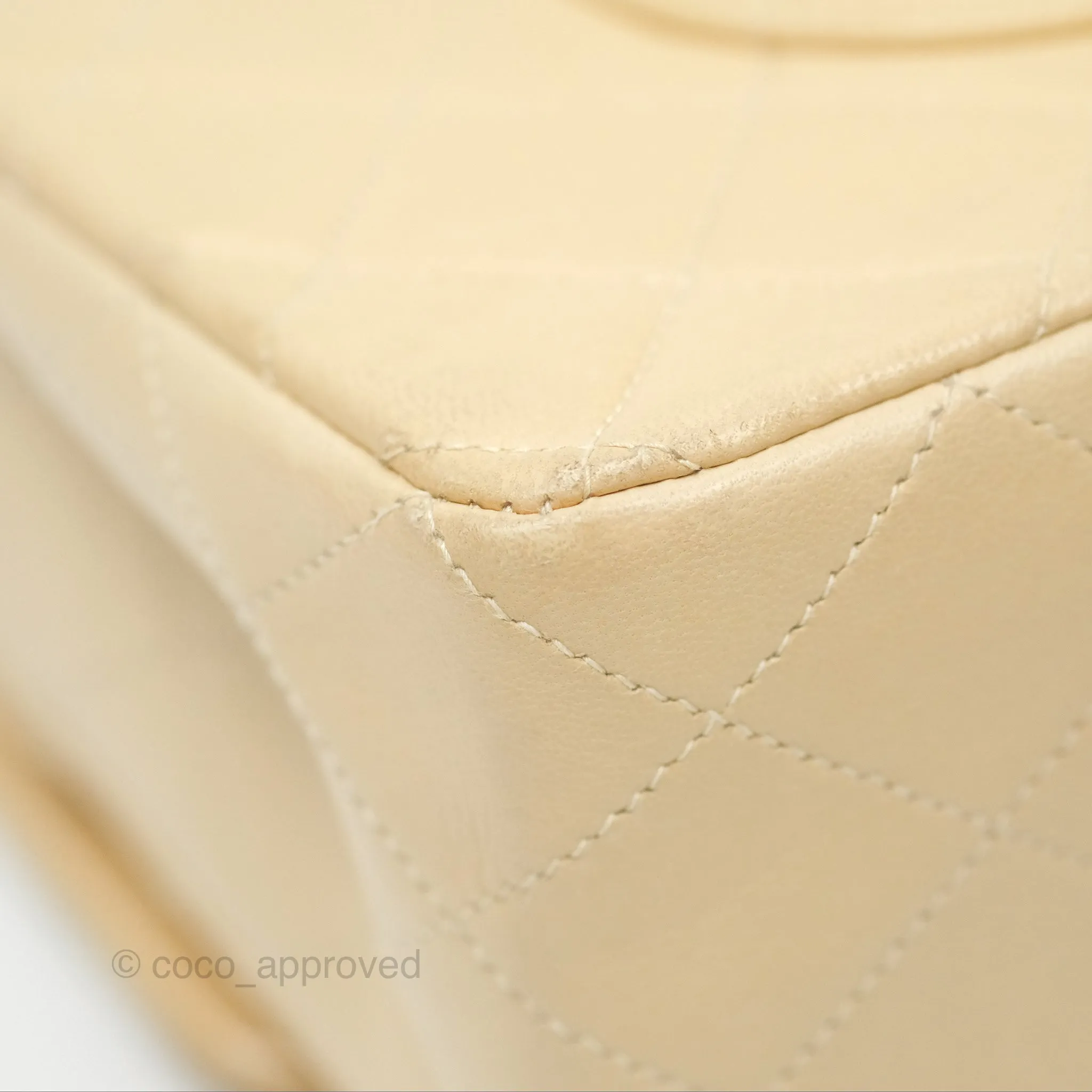 Chanel Vintage Medium Classic Flap Beige Lambskin 24K Gold Hardware