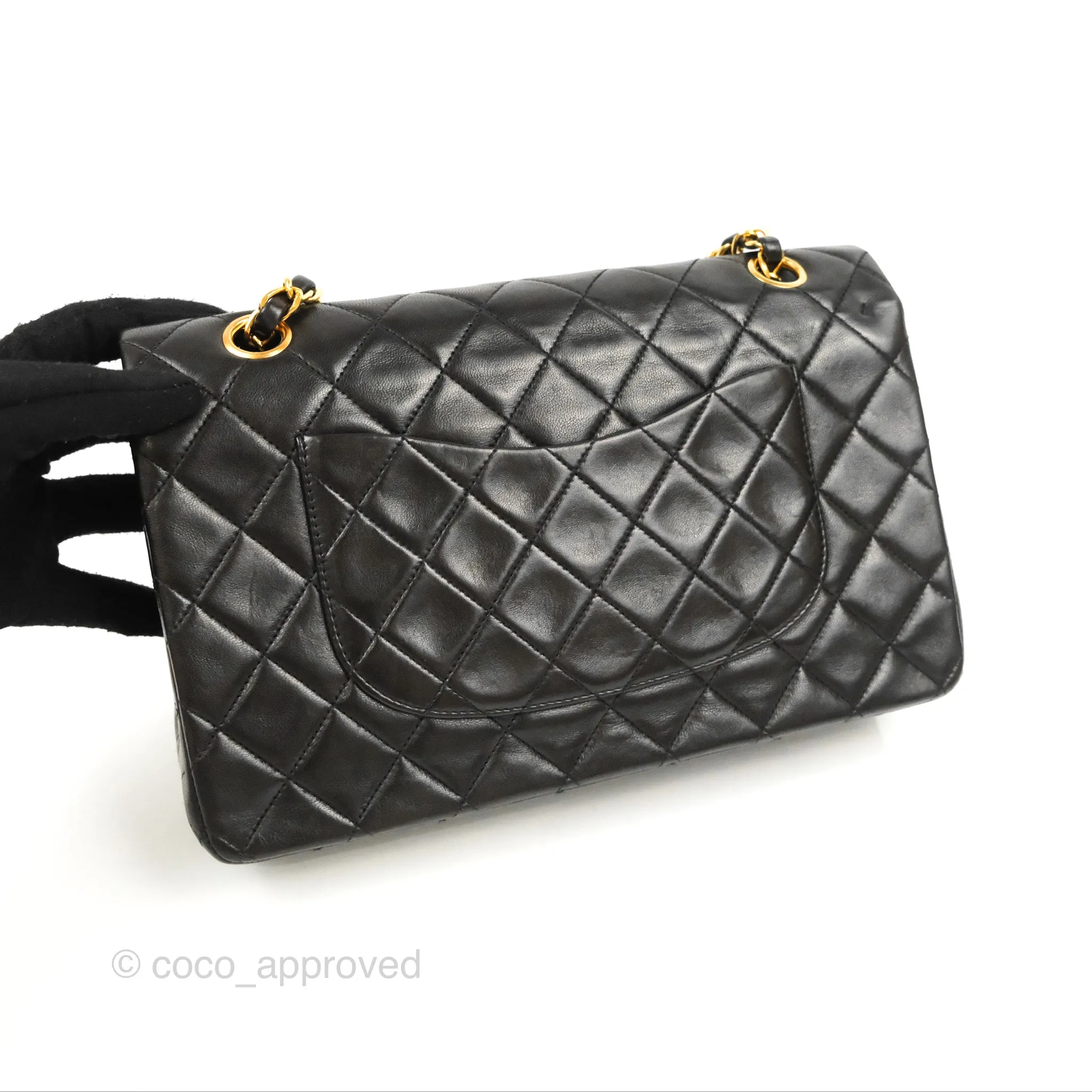 Chanel Vintage Medium Classic Flap Black Lambskin 24K Gold Hardware