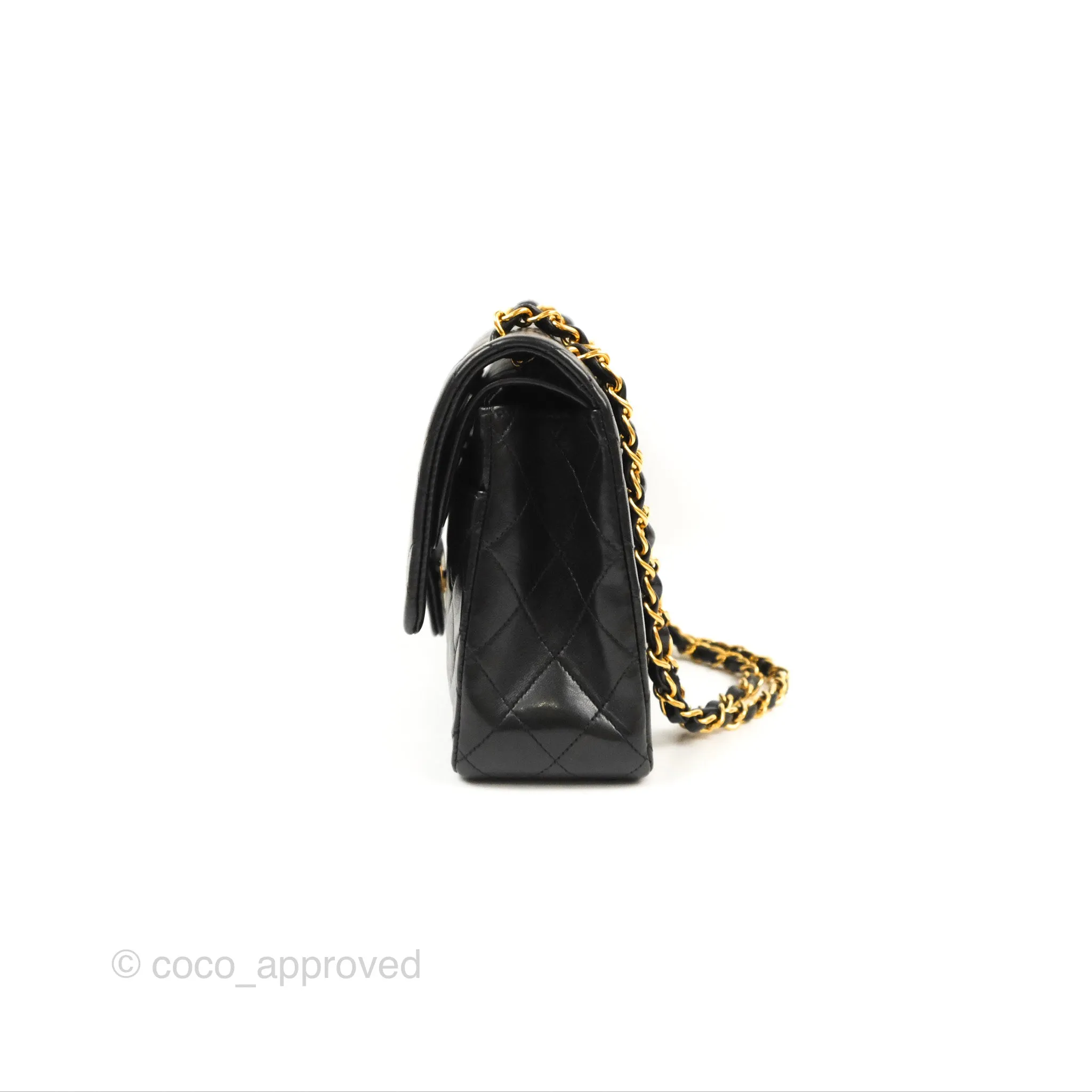 Chanel Vintage Medium Classic Flap Black Lambskin 24K Gold Hardware