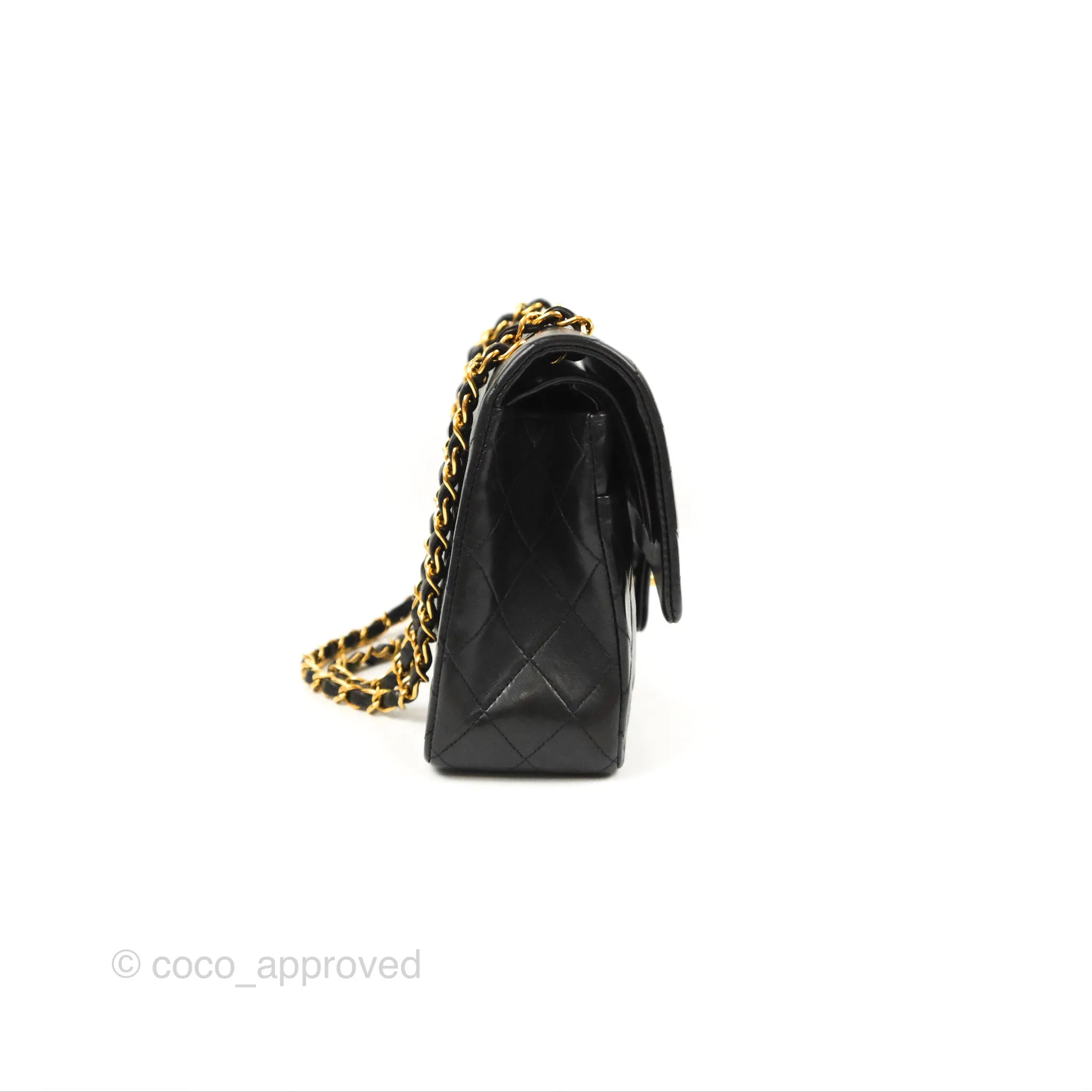 Chanel Vintage Medium Classic Flap Black Lambskin 24K Gold Hardware