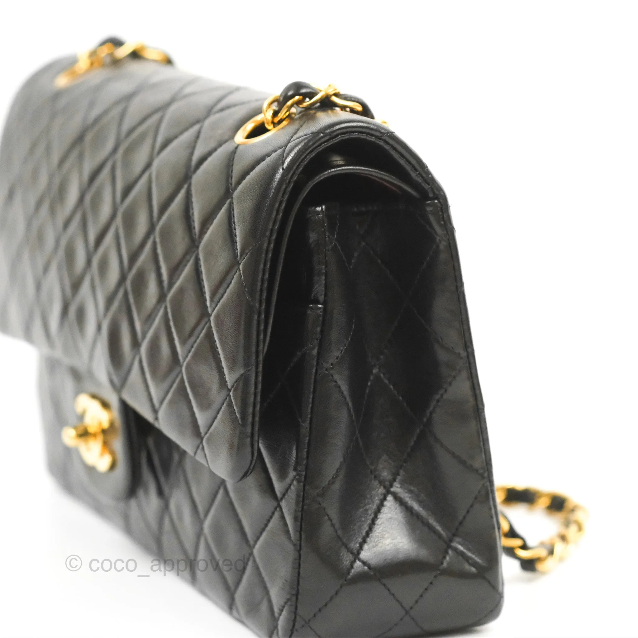 Chanel Vintage Medium Classic Flap Black Lambskin 24K Gold Hardware