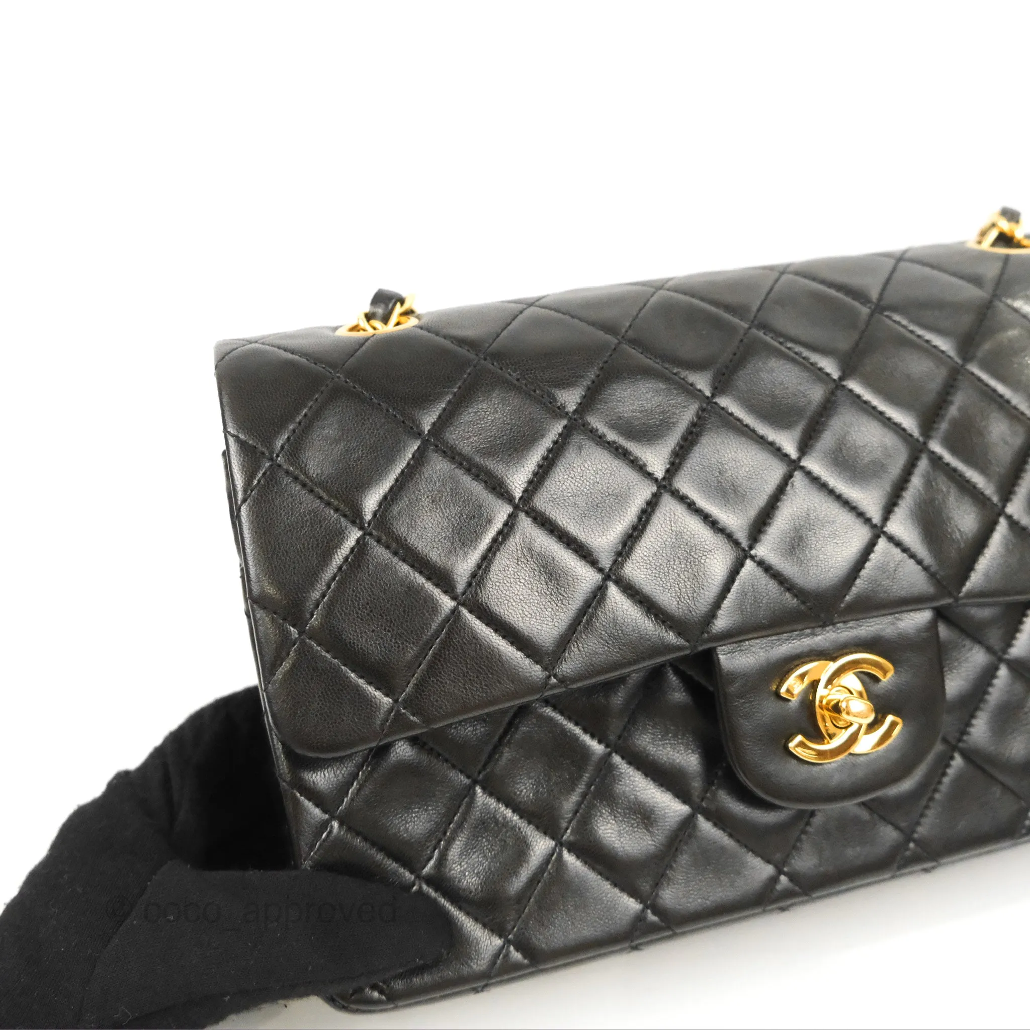 Chanel Vintage Medium Classic Flap Black Lambskin 24K Gold Hardware