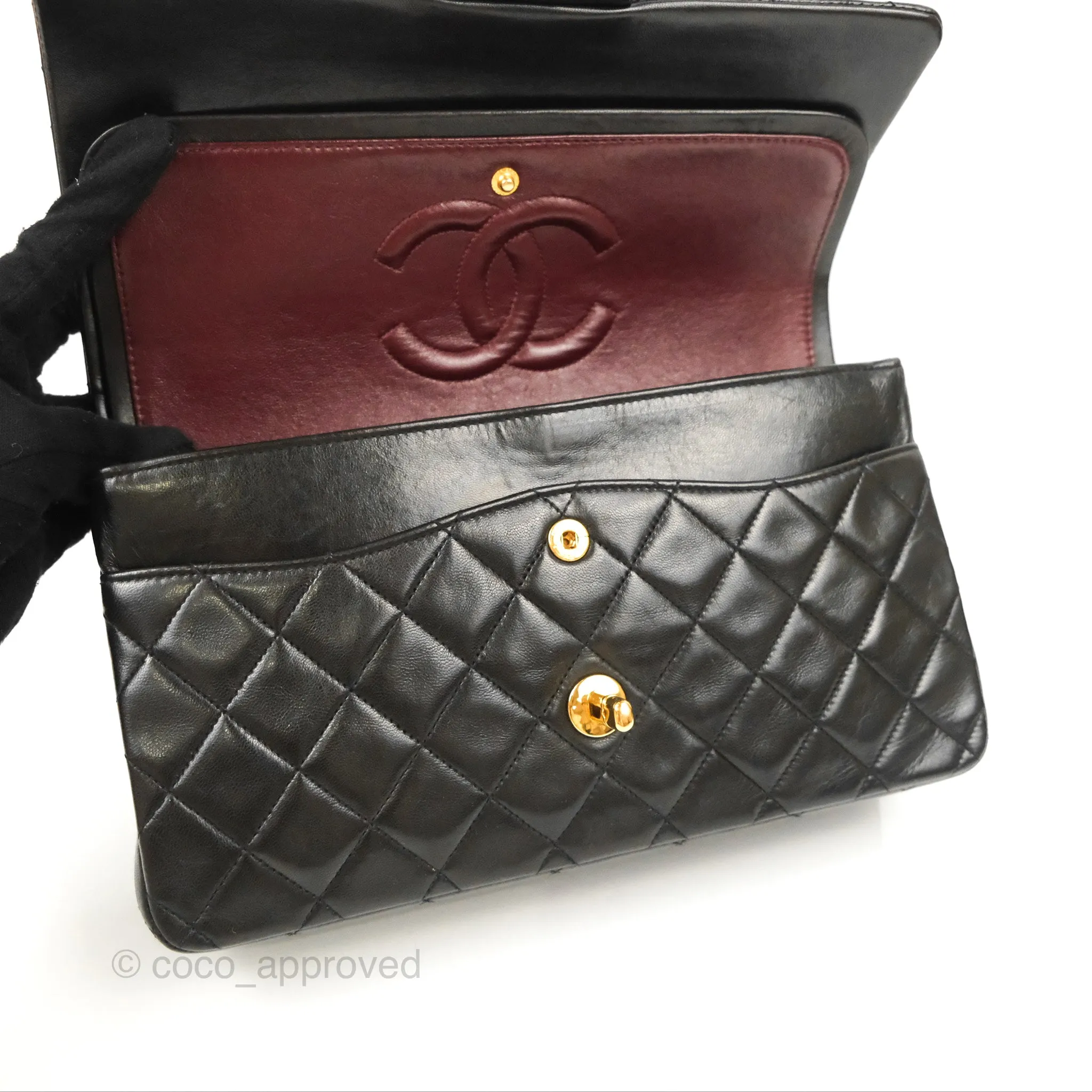 Chanel Vintage Medium Classic Flap Black Lambskin 24K Gold Hardware