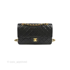 Chanel Vintage Medium Classic Flap Black Lambskin 24K Gold Hardware