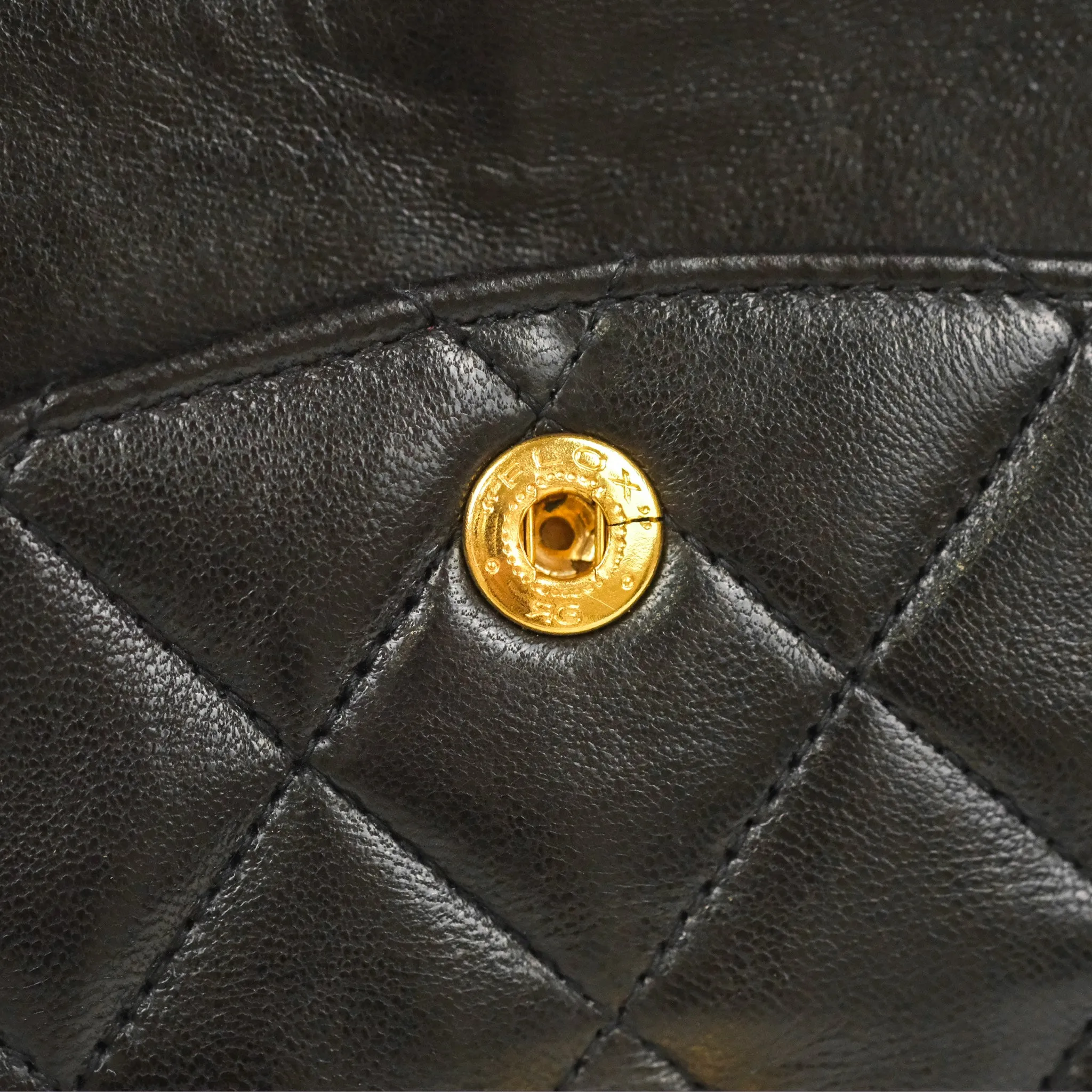 Chanel Vintage Medium Classic Flap Black Lambskin 24K Gold Hardware