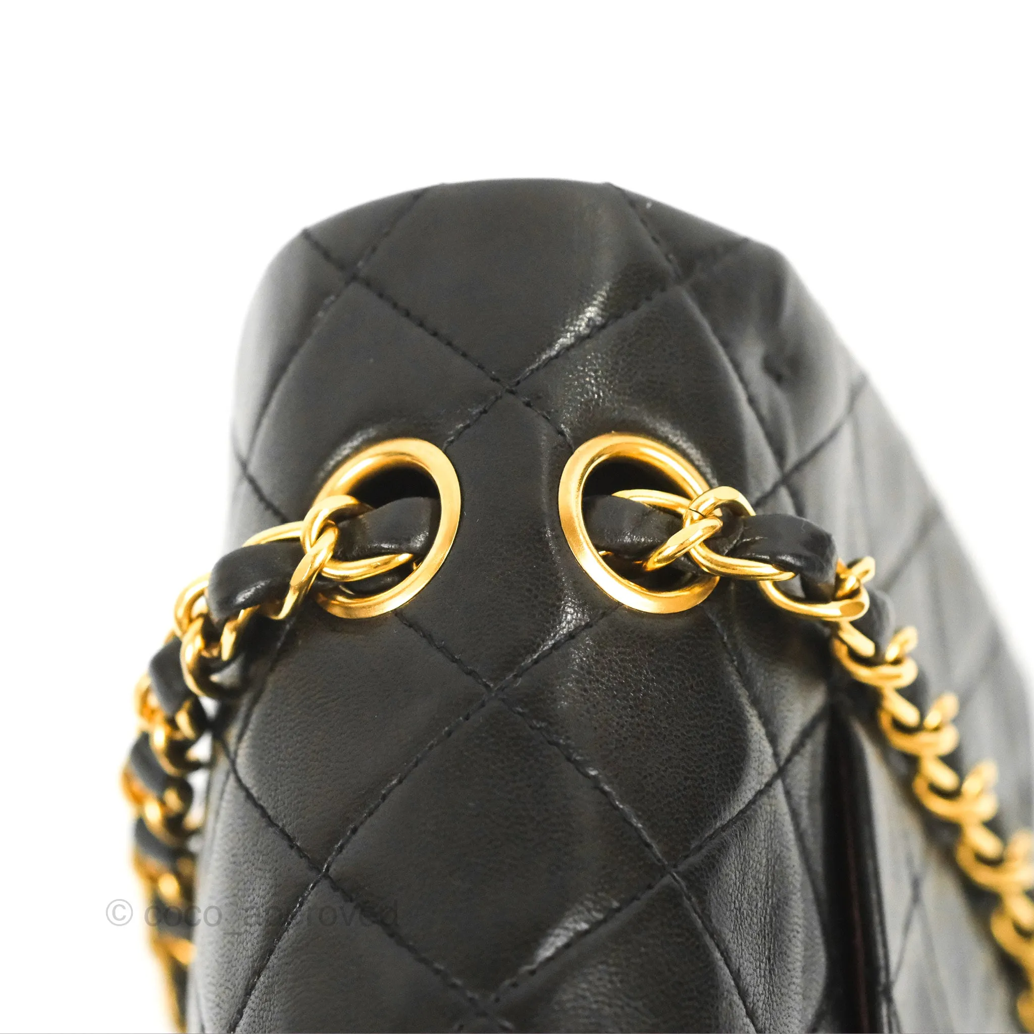 Chanel Vintage Medium Classic Flap Black Lambskin 24K Gold Hardware