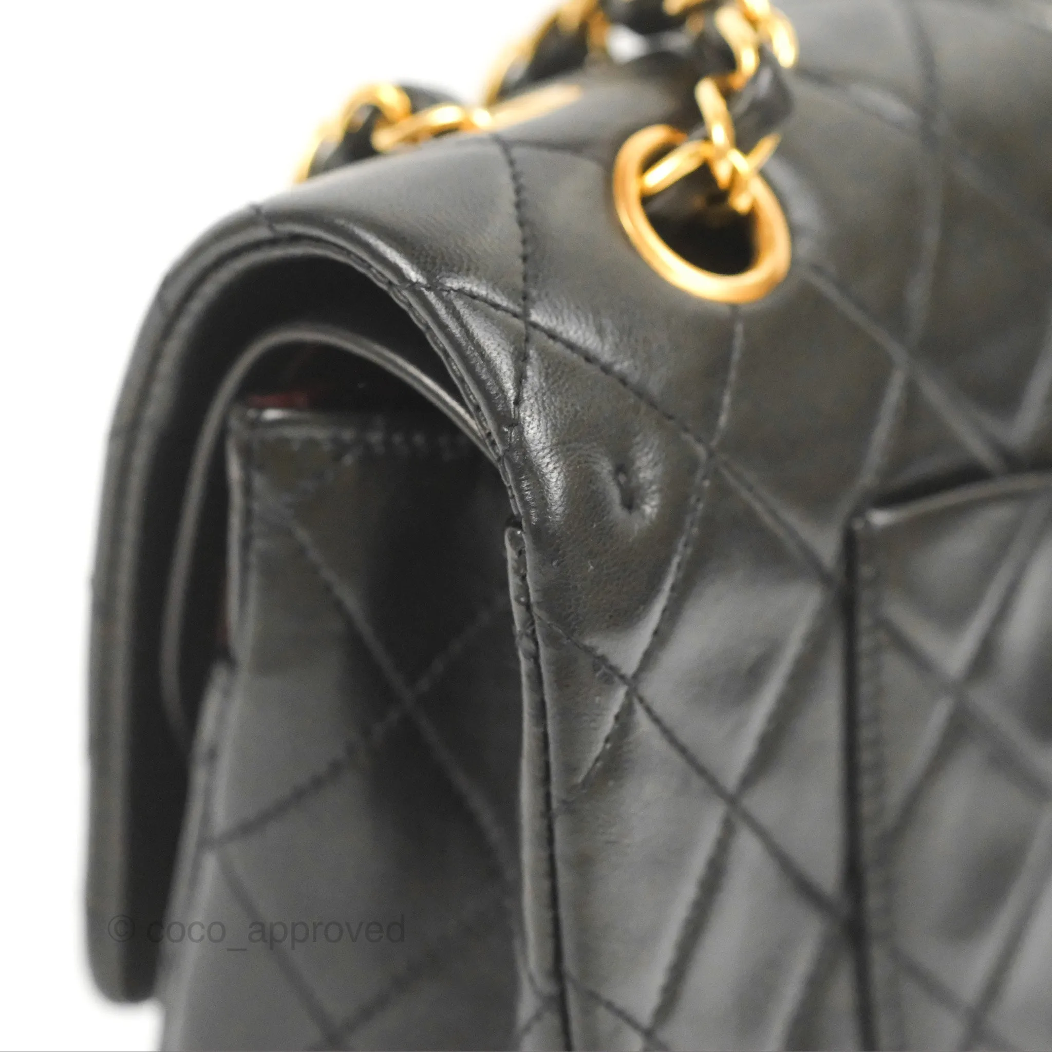 Chanel Vintage Medium Classic Flap Black Lambskin 24K Gold Hardware