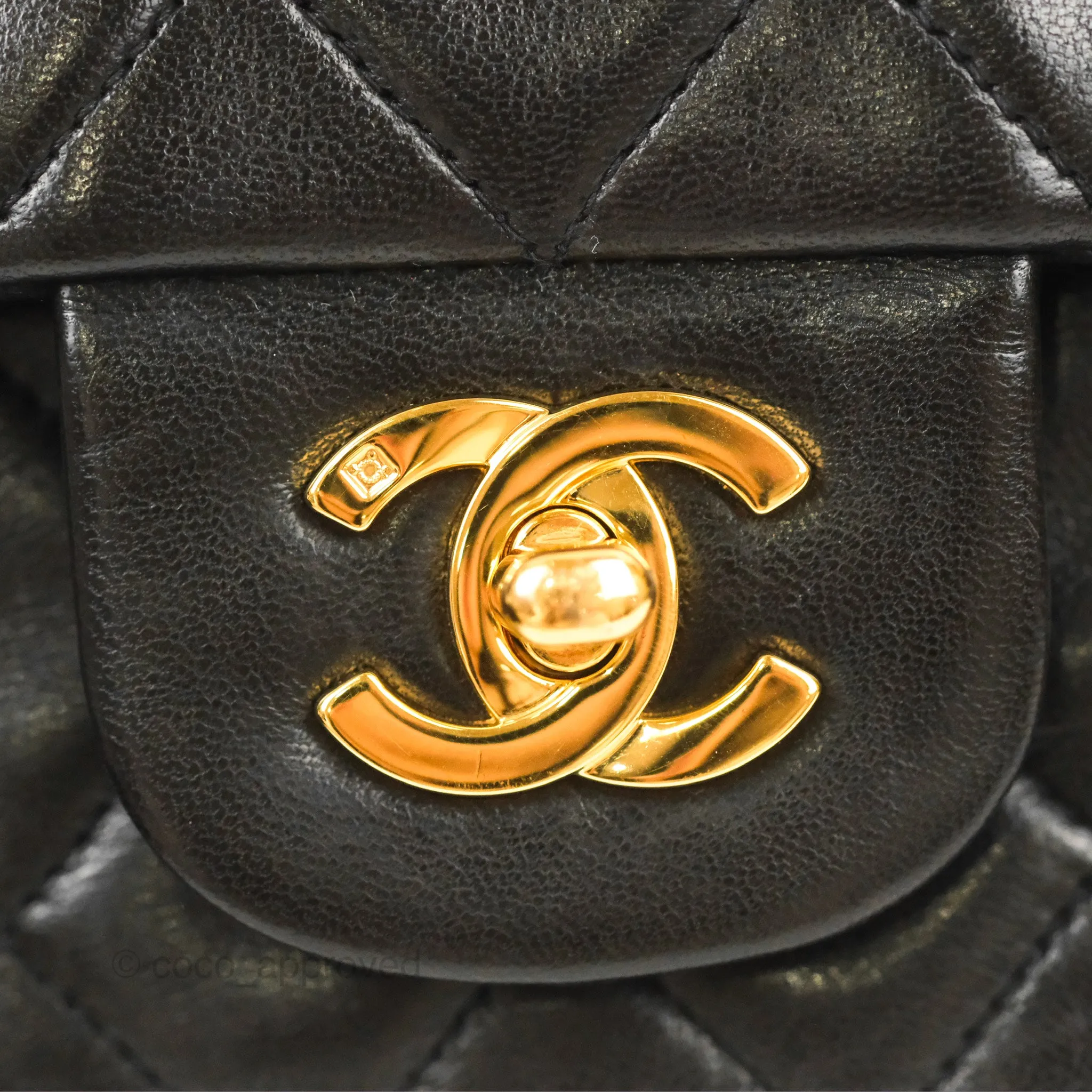 Chanel Vintage Medium Classic Flap Black Lambskin 24K Gold Hardware