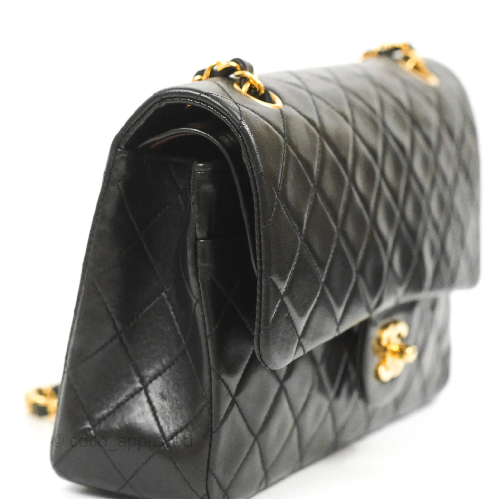 Chanel Vintage Medium Classic Flap Black Lambskin 24K Gold Hardware