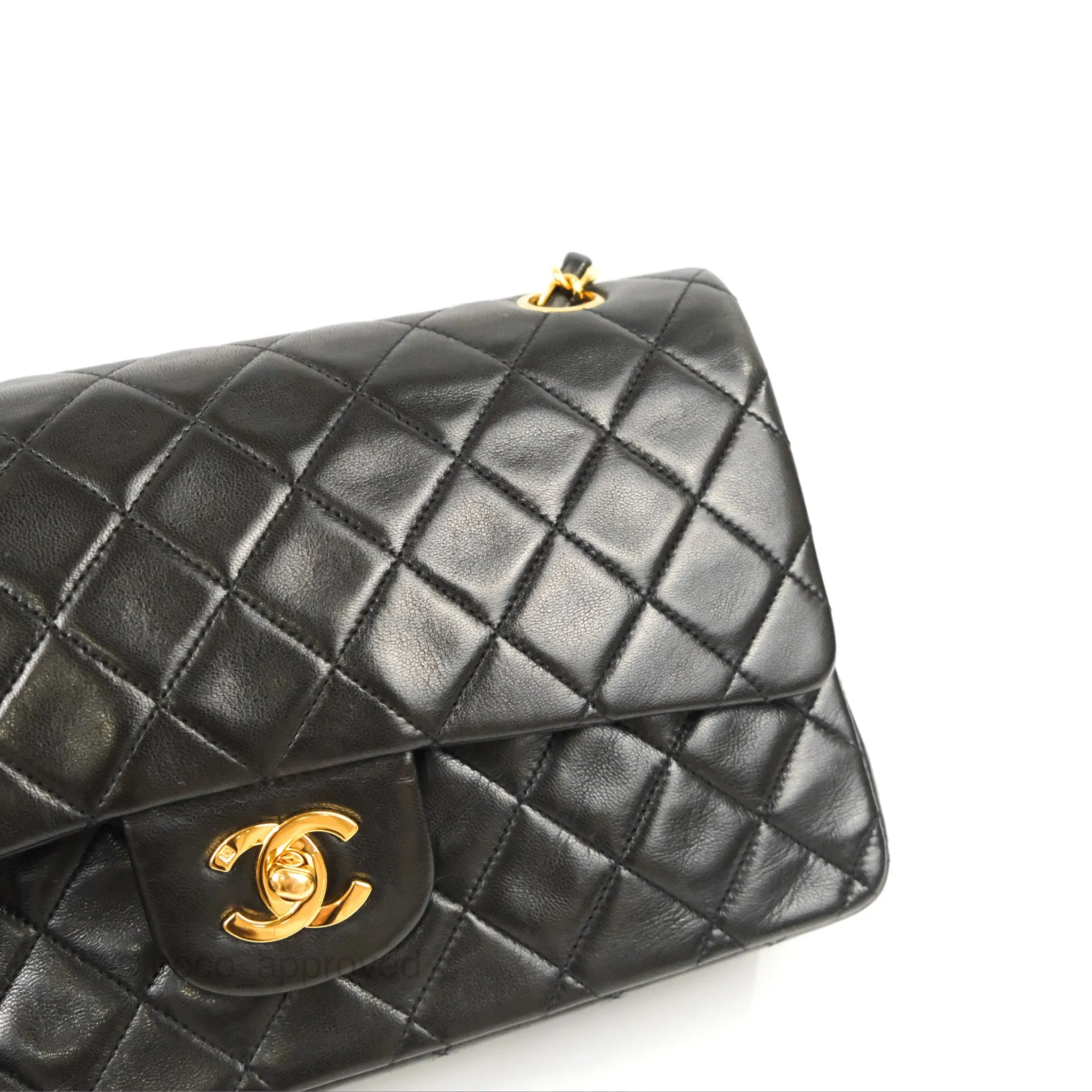 Chanel Vintage Medium Classic Flap Black Lambskin 24K Gold Hardware
