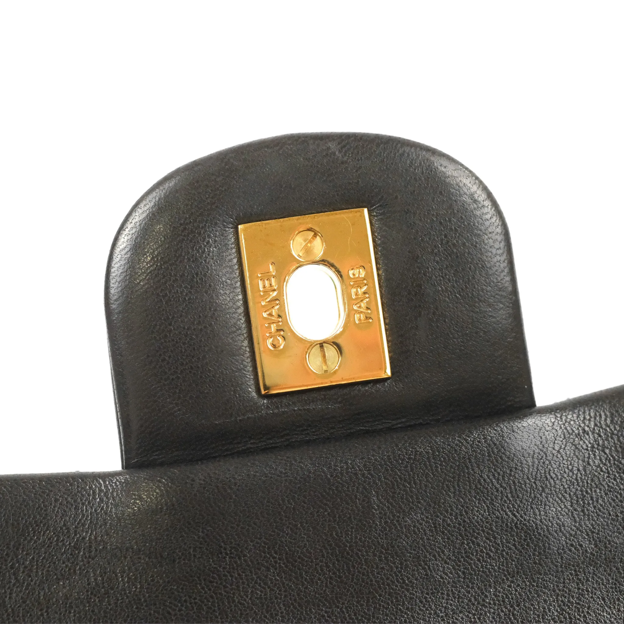 Chanel Vintage Medium Classic Flap Black Lambskin 24K Gold Hardware