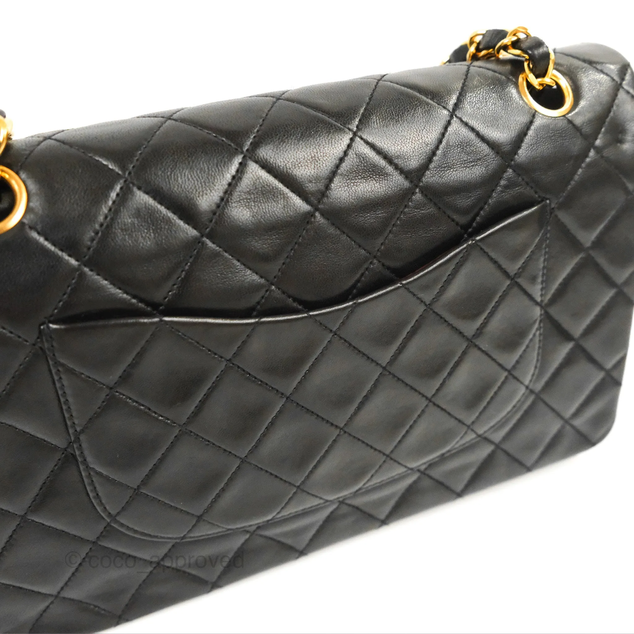 Chanel Vintage Medium Classic Flap Black Lambskin 24K Gold Hardware