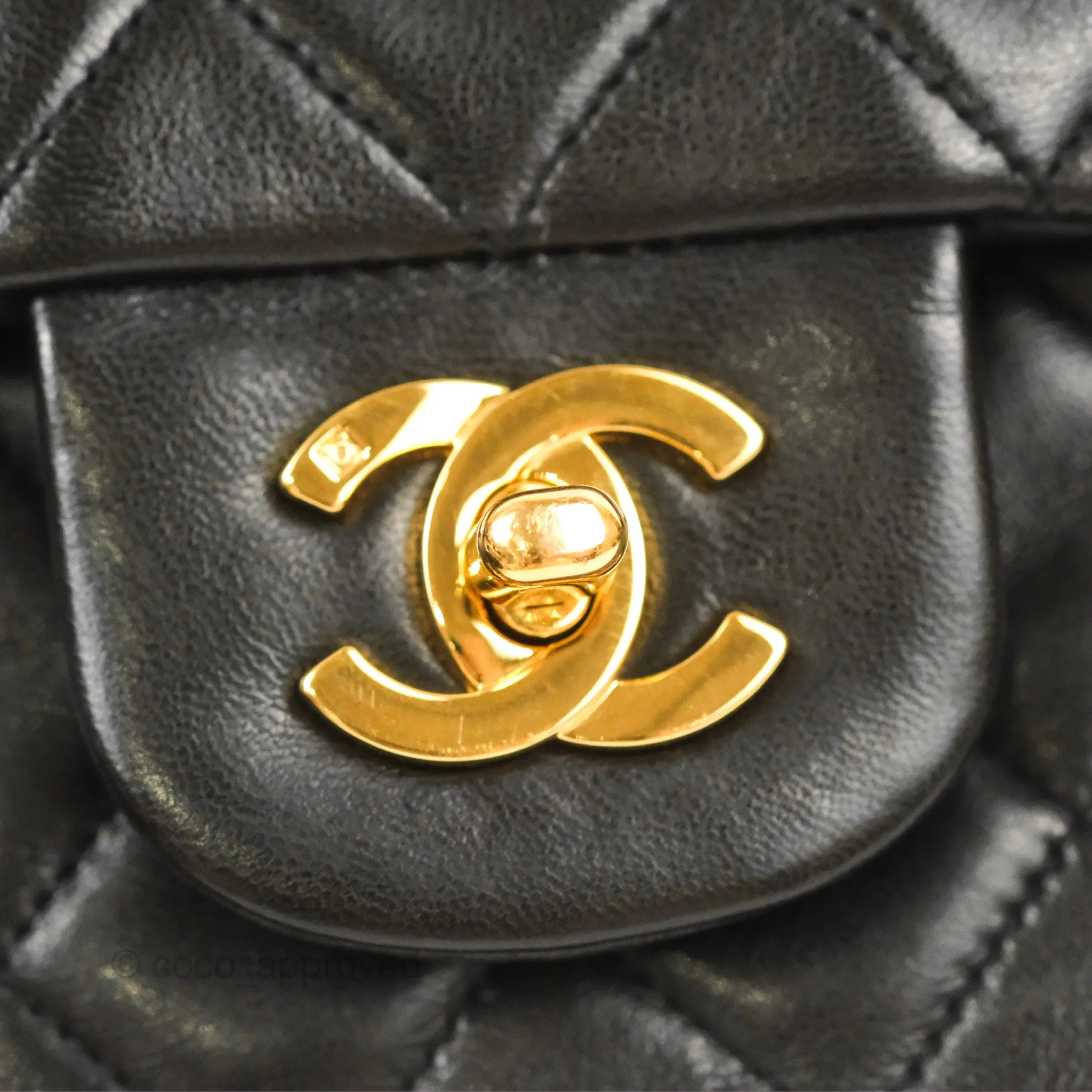 Chanel Vintage Medium Classic Flap Black Lambskin 24K Gold Hardware