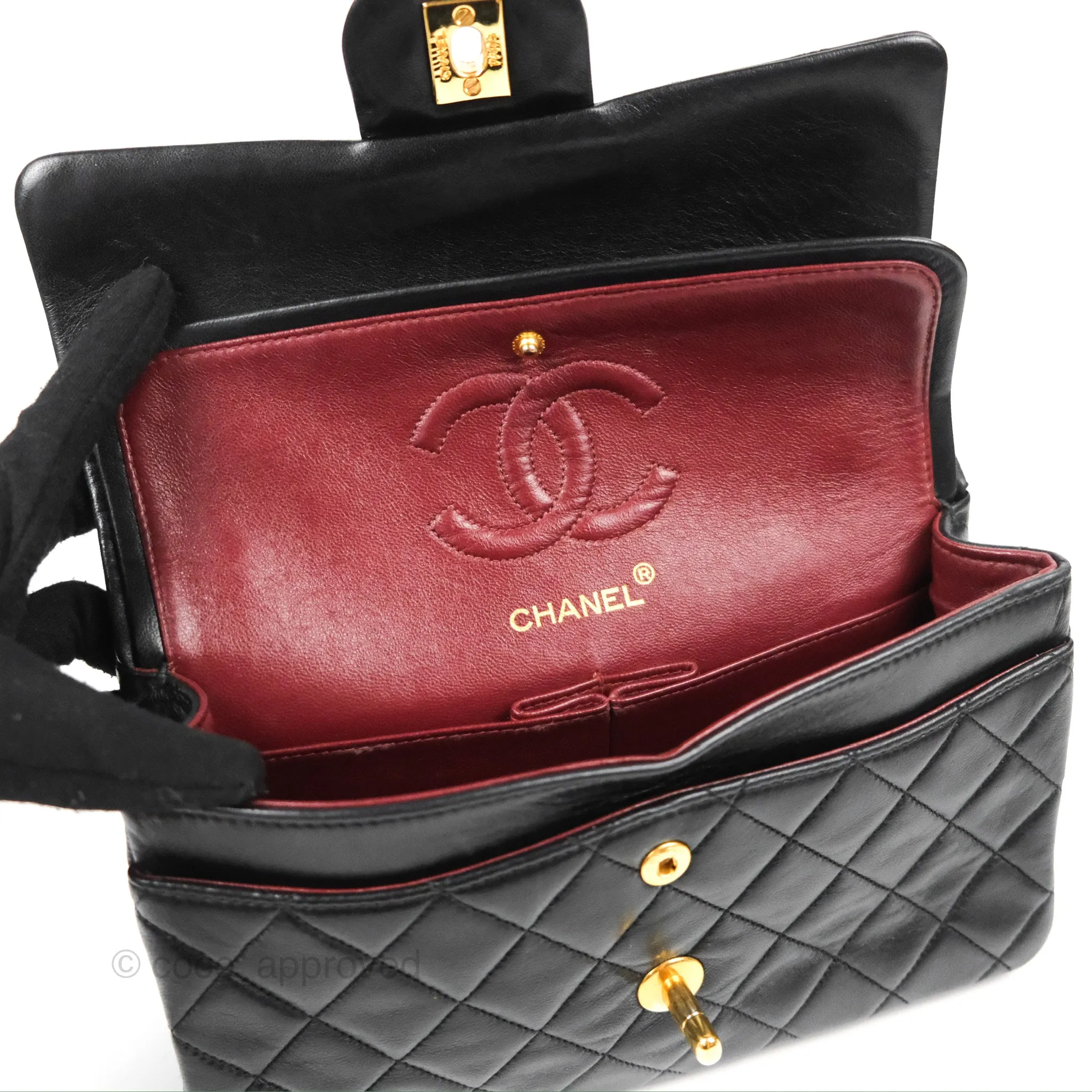 Chanel Vintage Small Classic Flap Black Lambskin 24K Gold Hardware