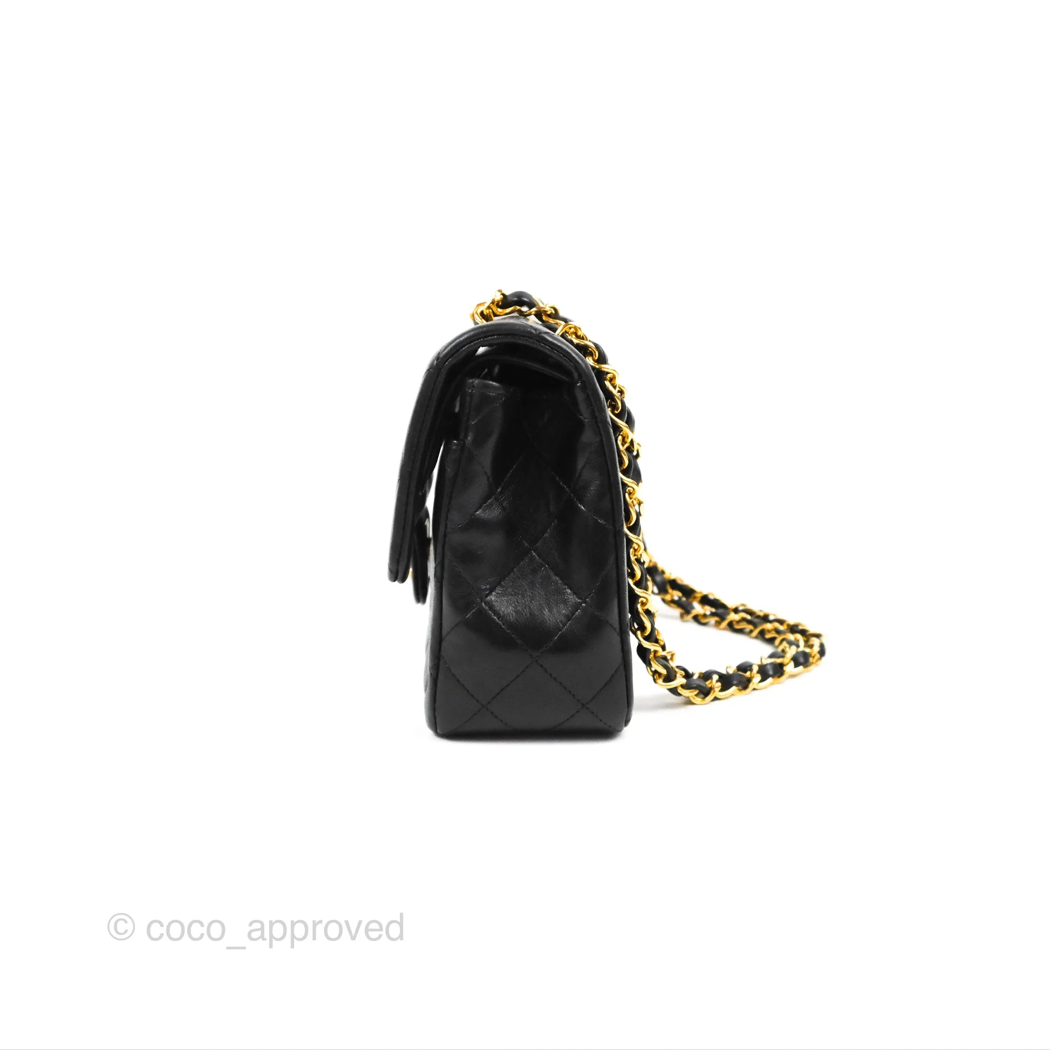 Chanel Vintage Small Classic Flap Black Lambskin 24K Gold Hardware
