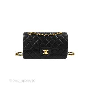 Chanel Vintage Small Classic Flap Black Lambskin 24K Gold Hardware