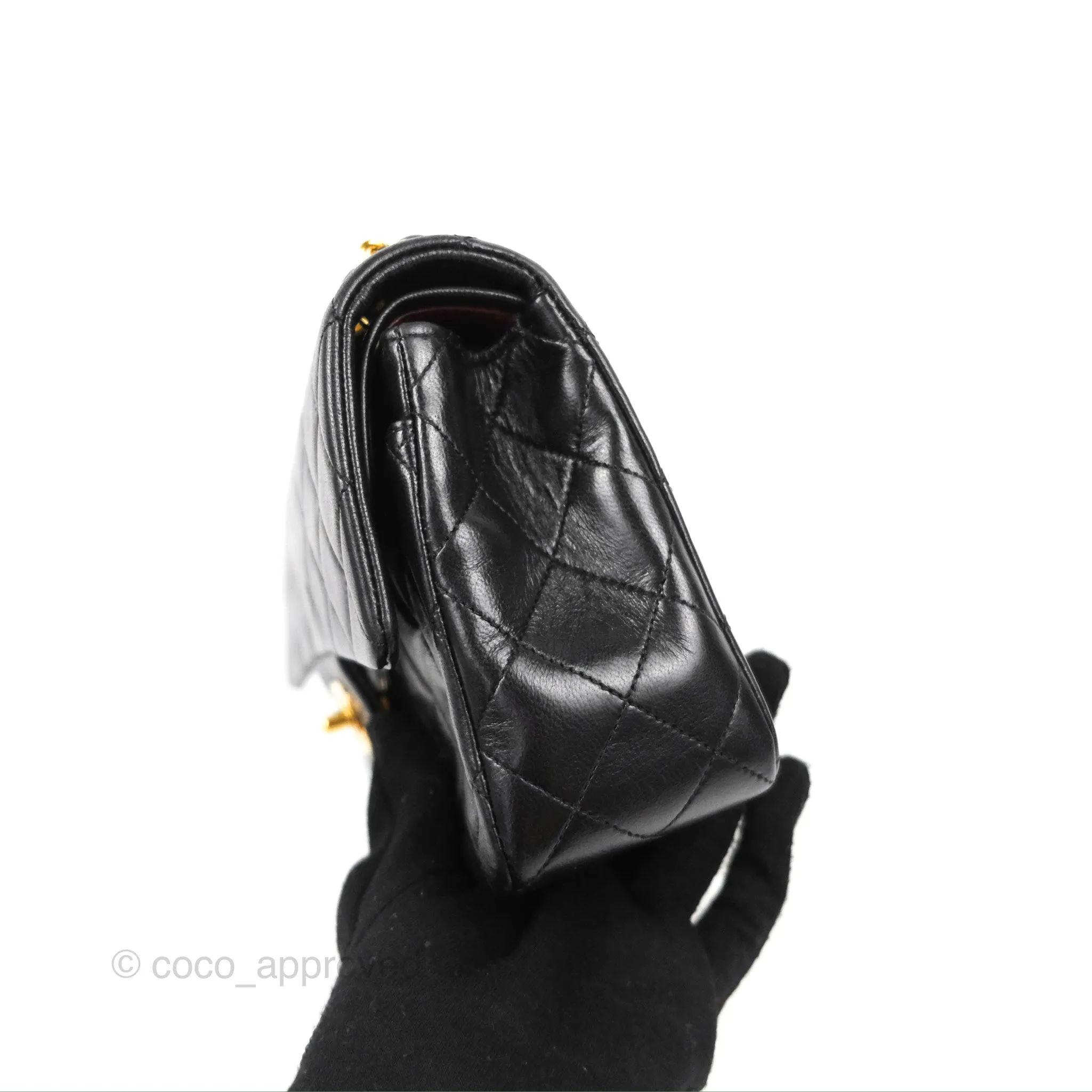Chanel Vintage Small Classic Flap Black Lambskin 24K Gold Hardware