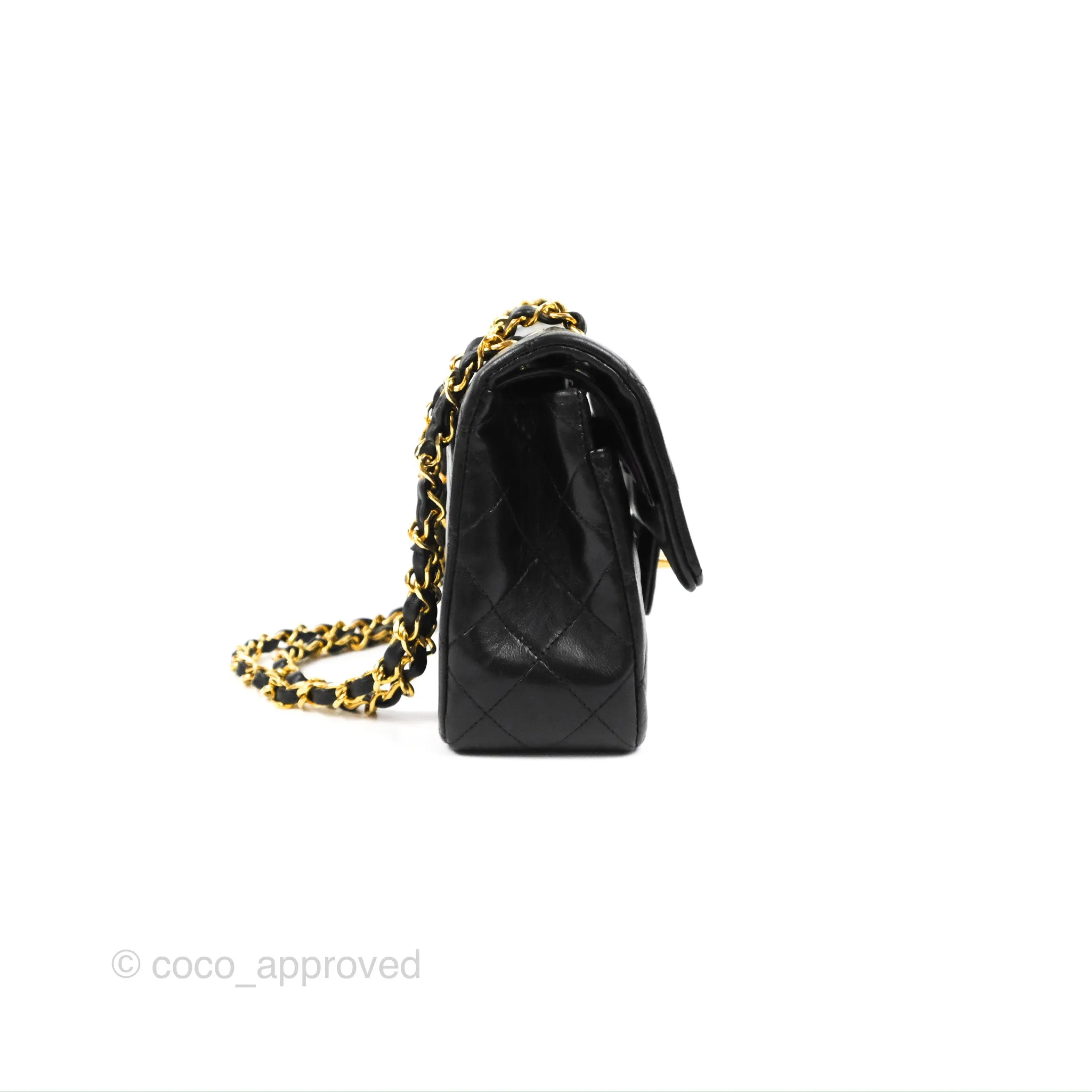 Chanel Vintage Small Classic Flap Black Lambskin 24K Gold Hardware