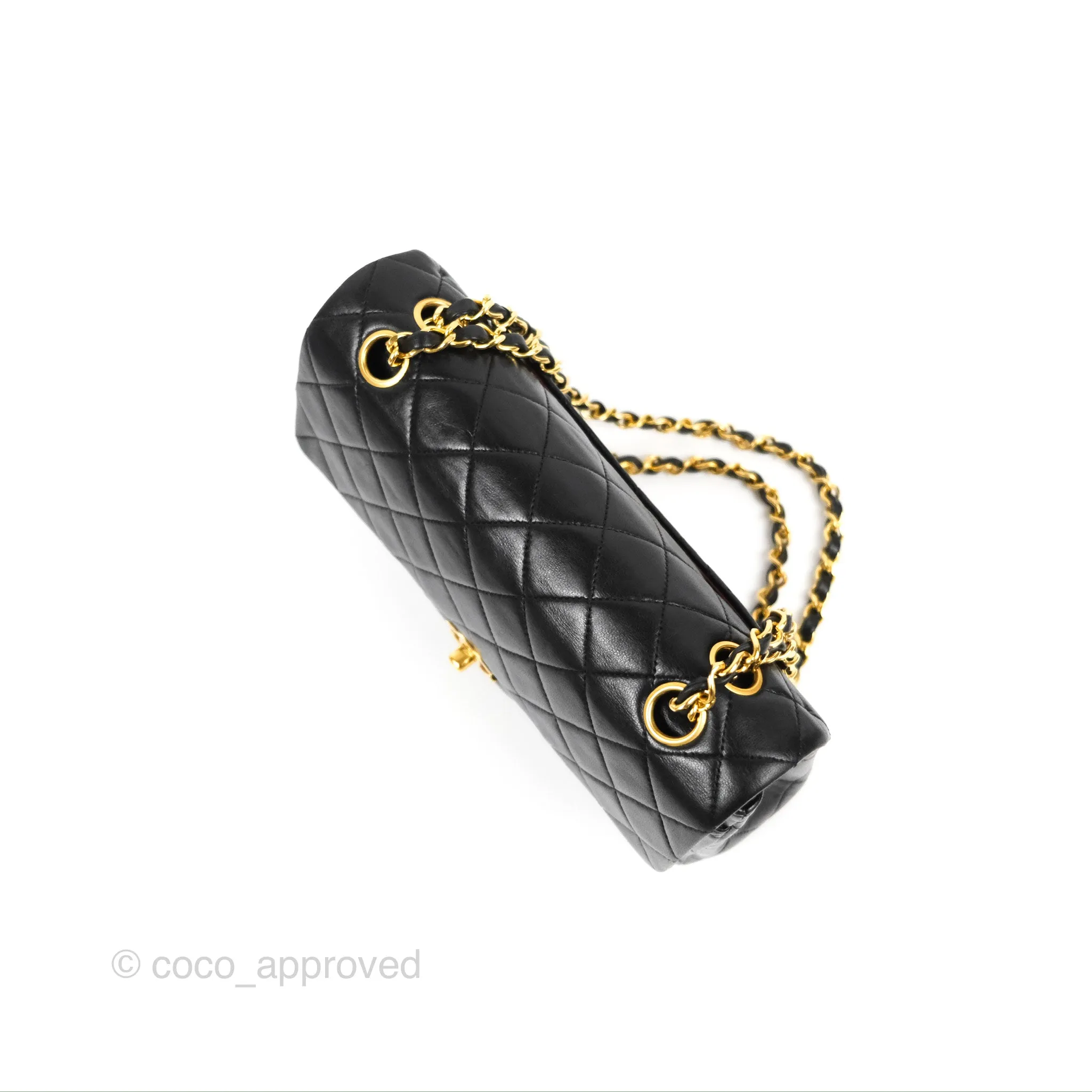 Chanel Vintage Small Classic Flap Black Lambskin 24K Gold Hardware