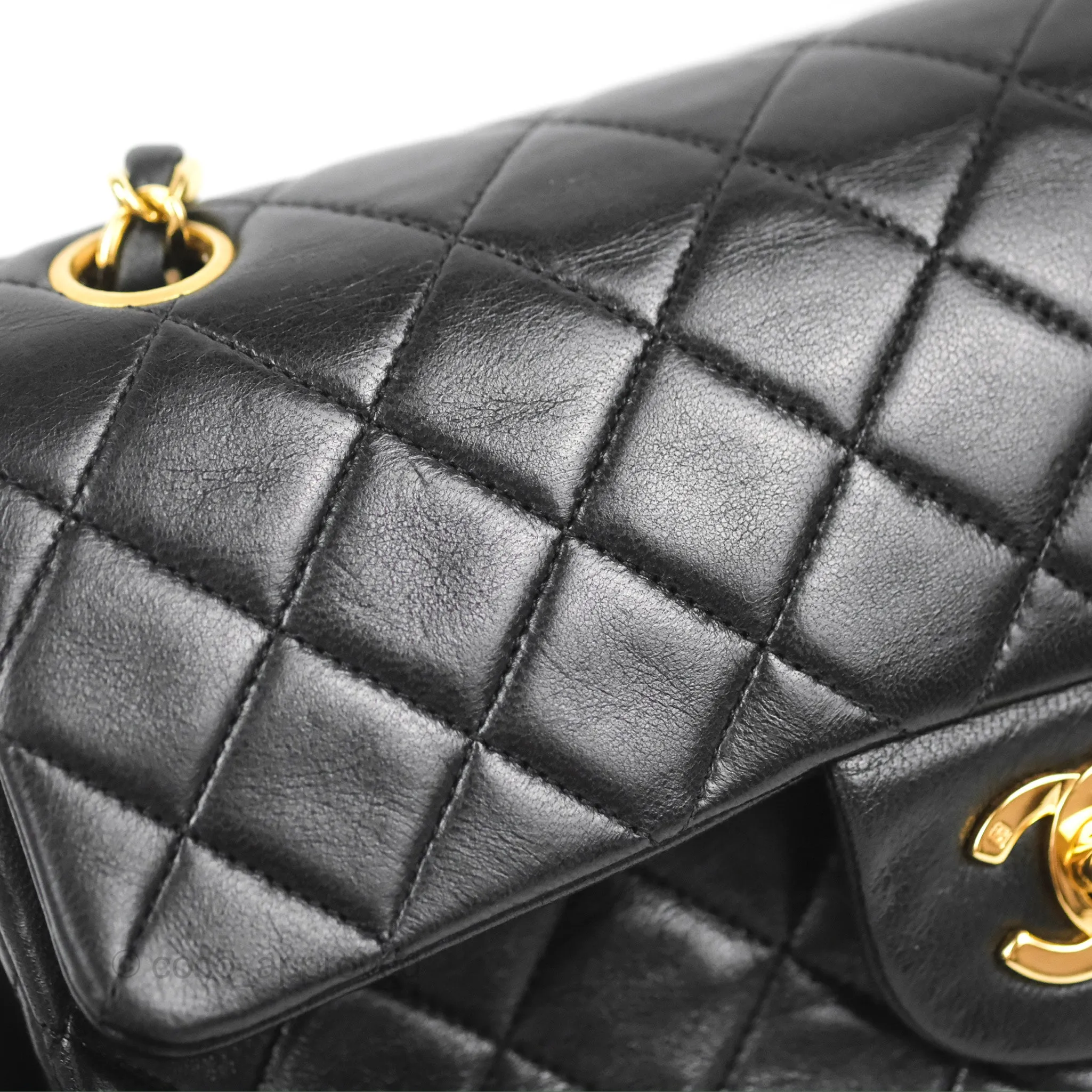 Chanel Vintage Small Classic Flap Black Lambskin 24K Gold Hardware