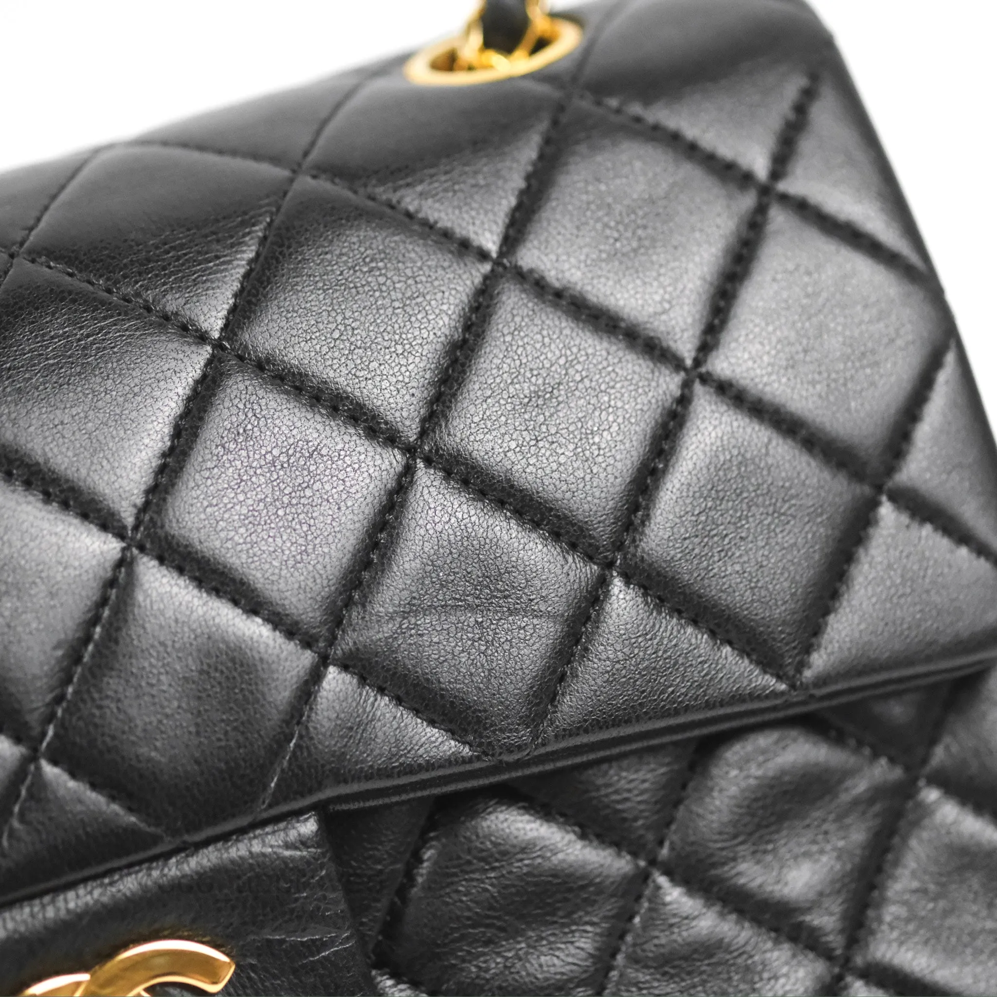 Chanel Vintage Small Classic Flap Black Lambskin 24K Gold Hardware