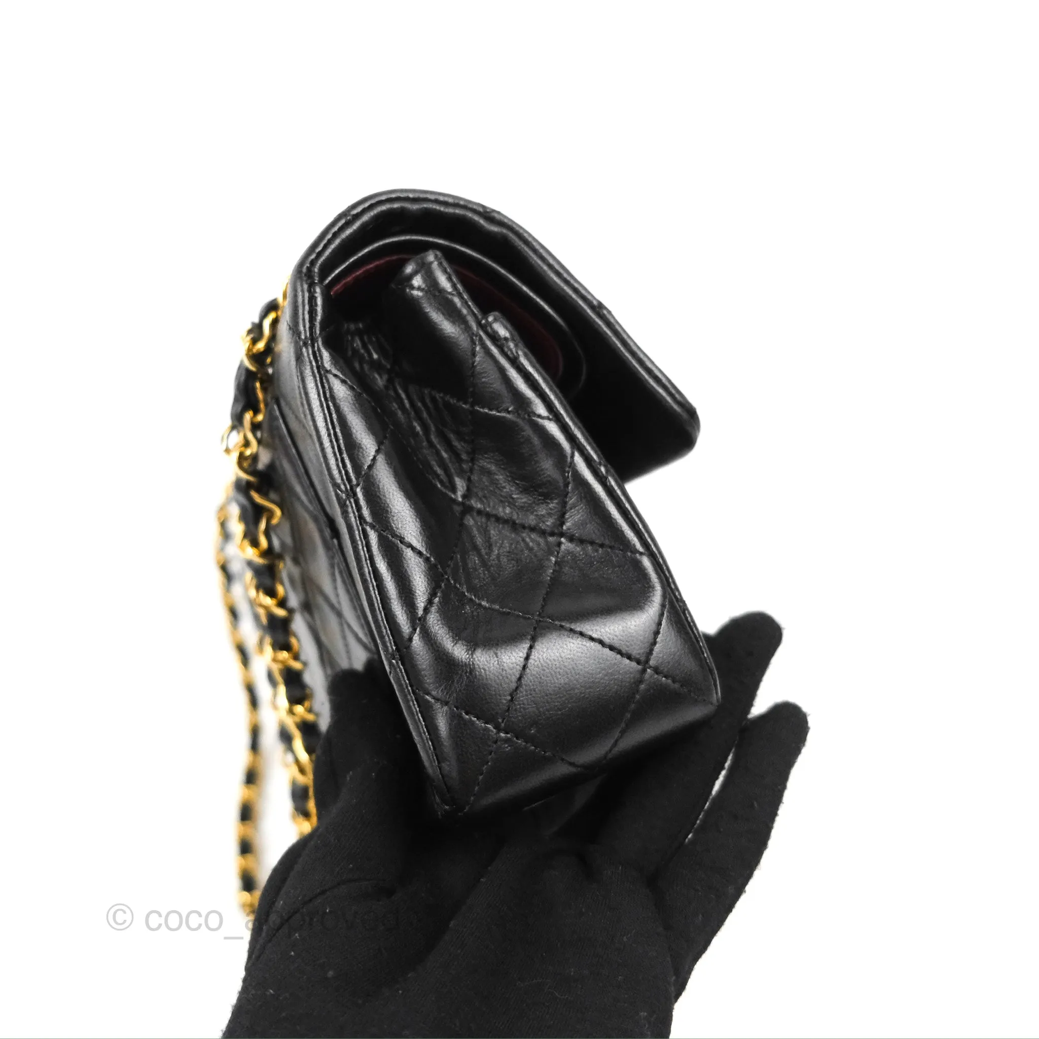 Chanel Vintage Small Classic Flap Black Lambskin 24K Gold Hardware