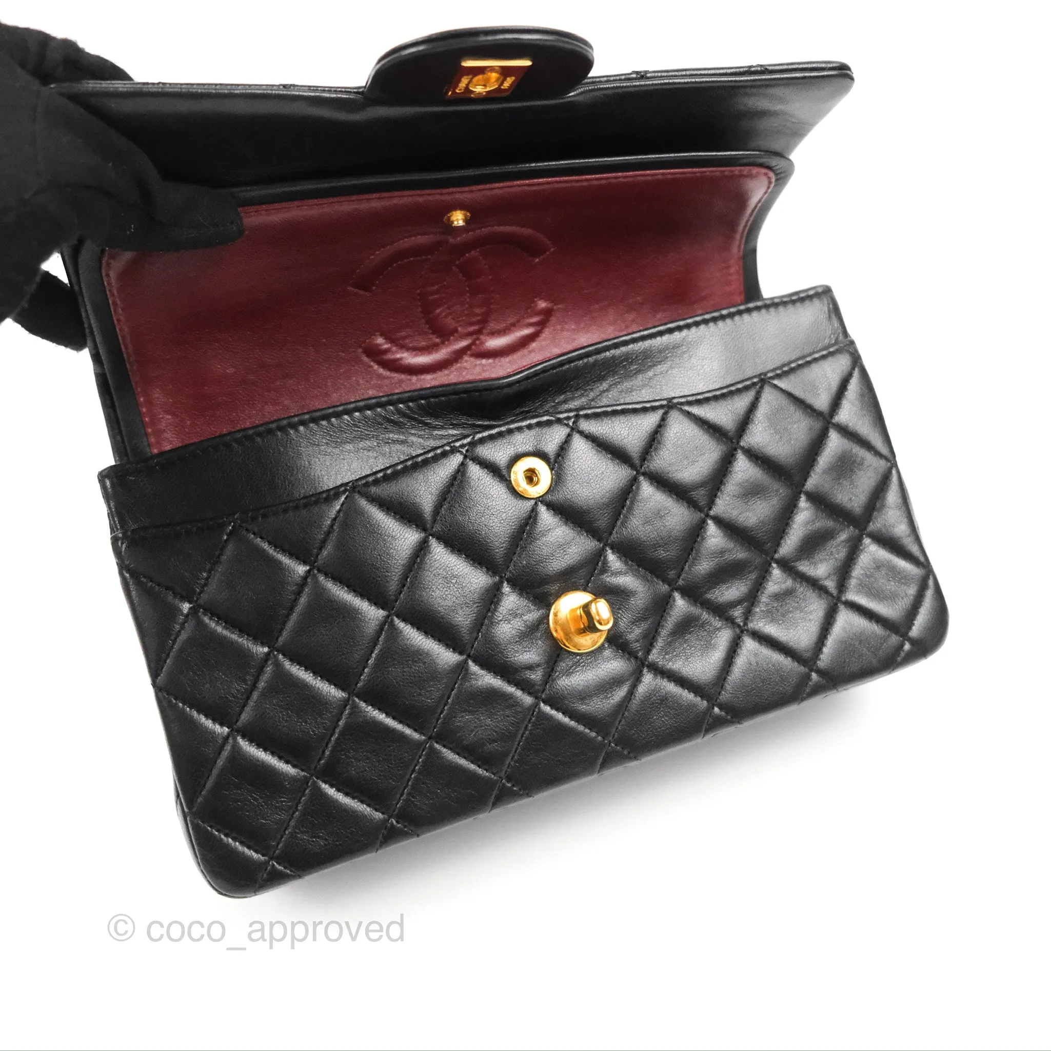 Chanel Vintage Small Classic Flap Black Lambskin 24K Gold Hardware
