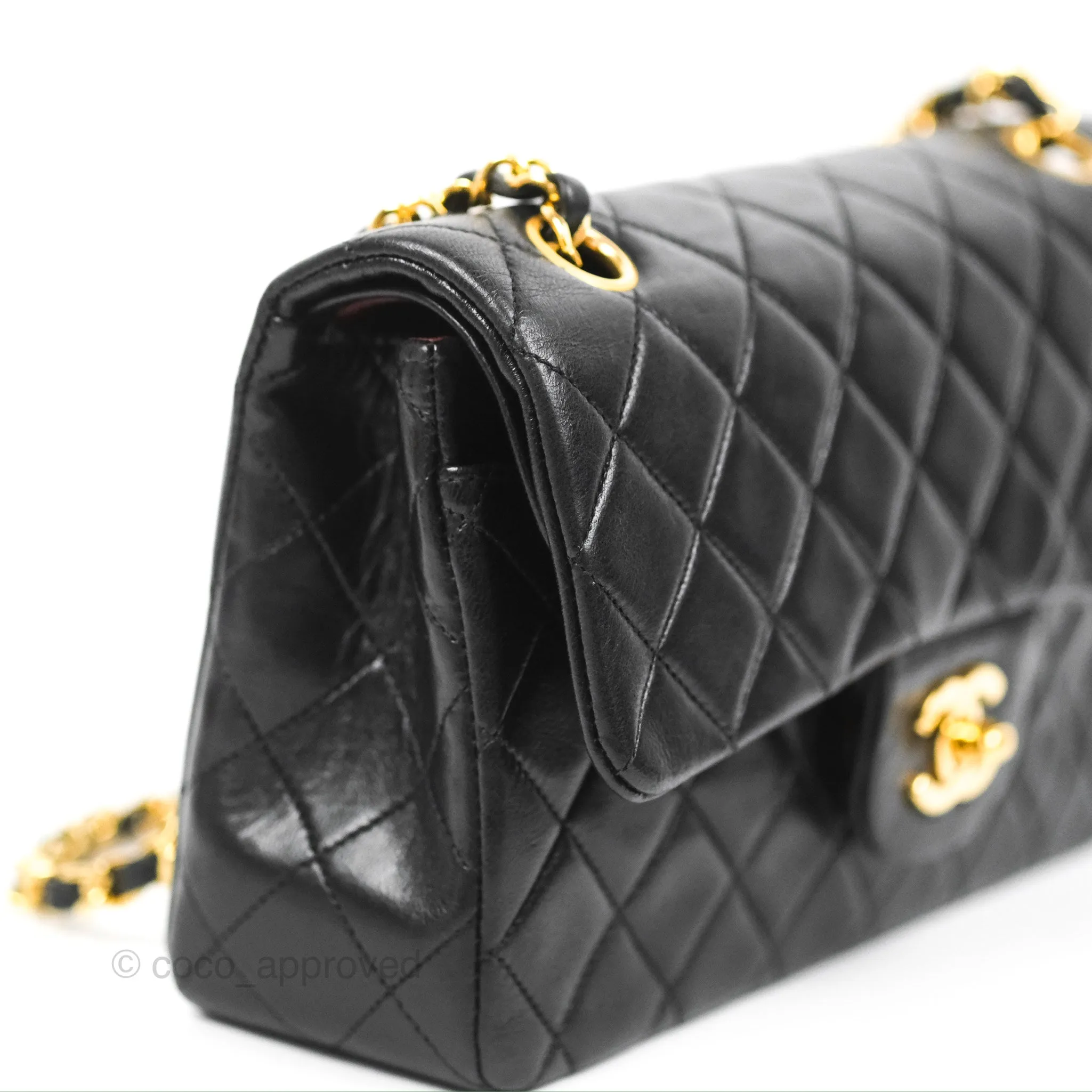 Chanel Vintage Small Classic Flap Black Lambskin 24K Gold Hardware