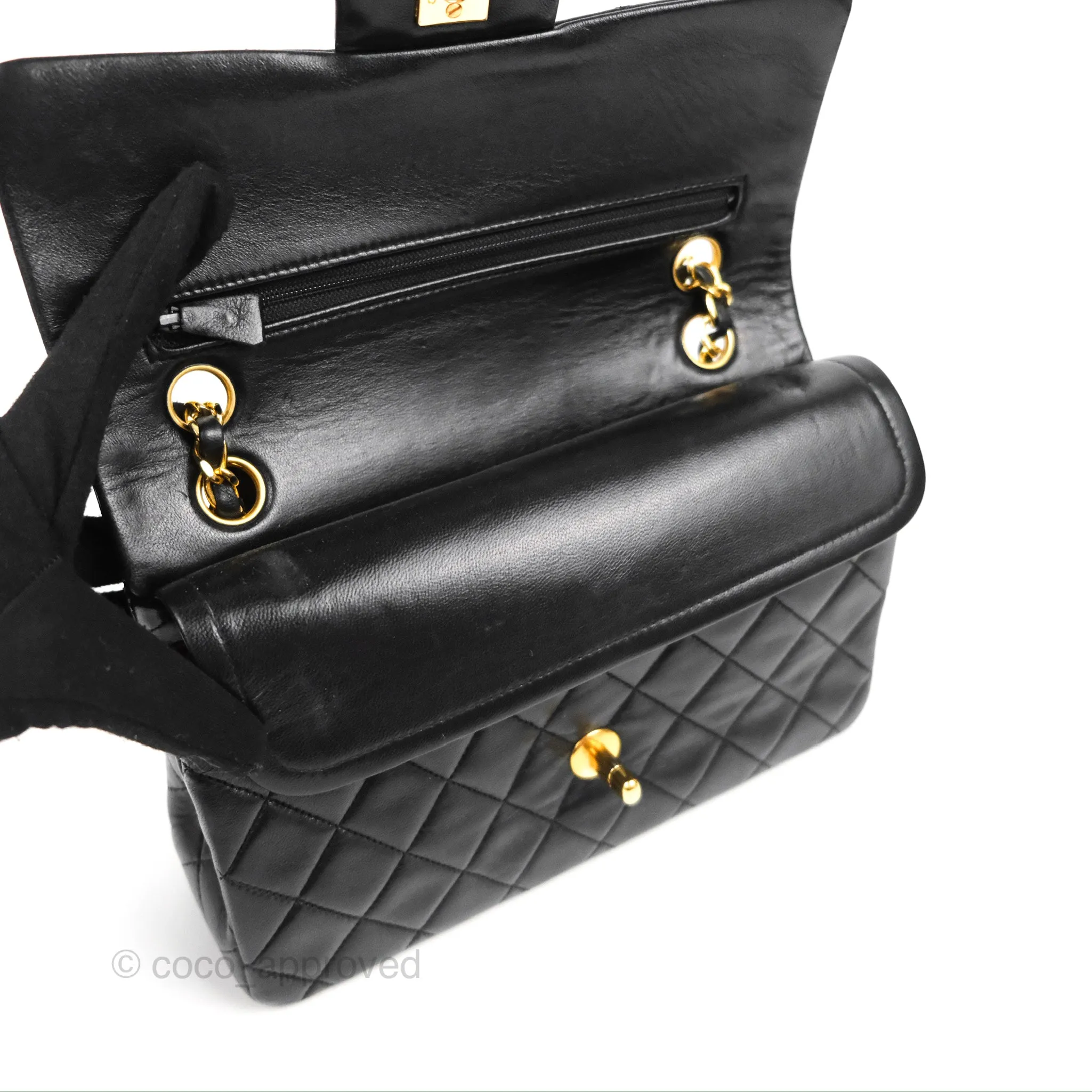 Chanel Vintage Small Classic Flap Black Lambskin 24K Gold Hardware