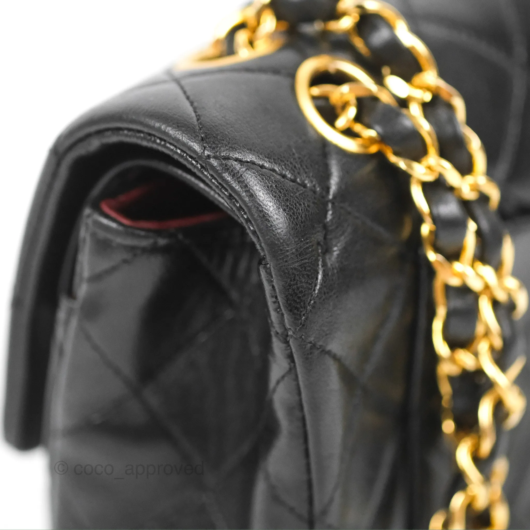 Chanel Vintage Small Classic Flap Black Lambskin 24K Gold Hardware