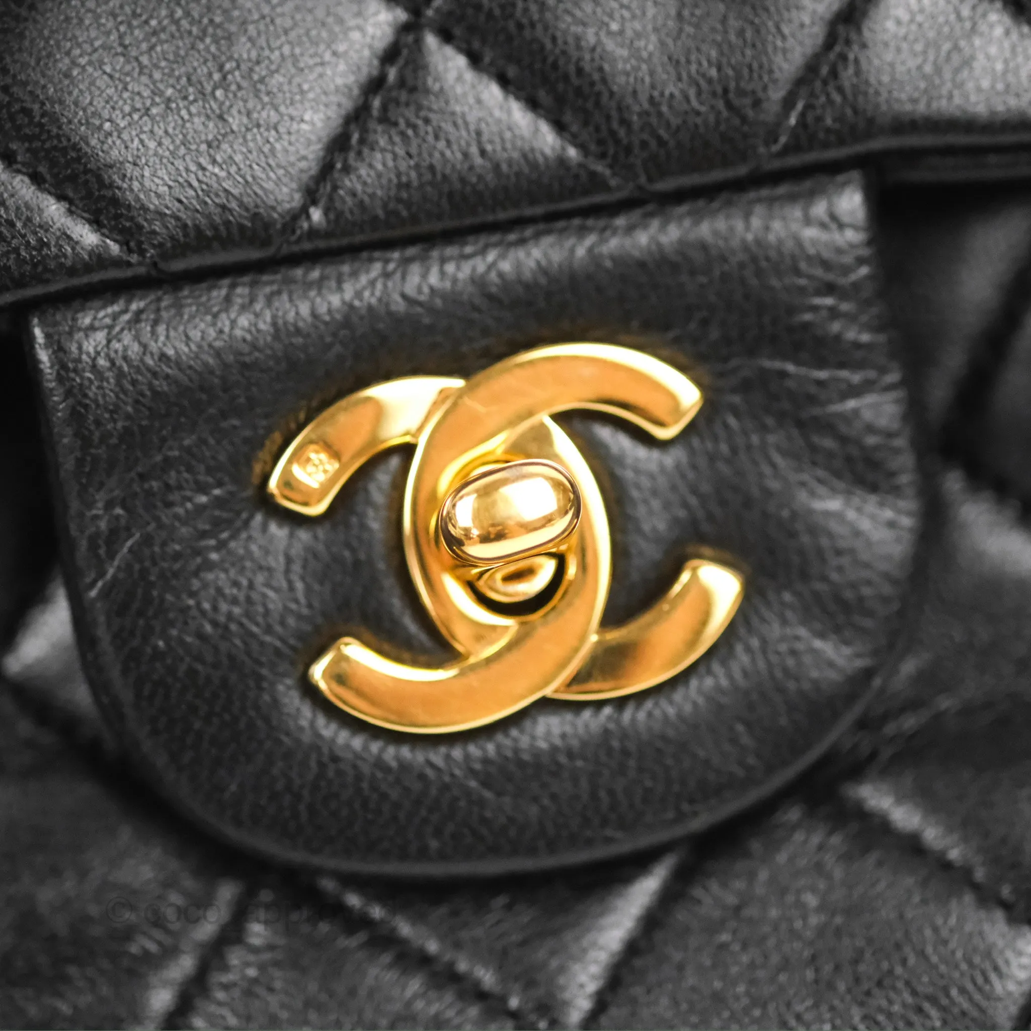 Chanel Vintage Small Classic Flap Black Lambskin 24K Gold Hardware