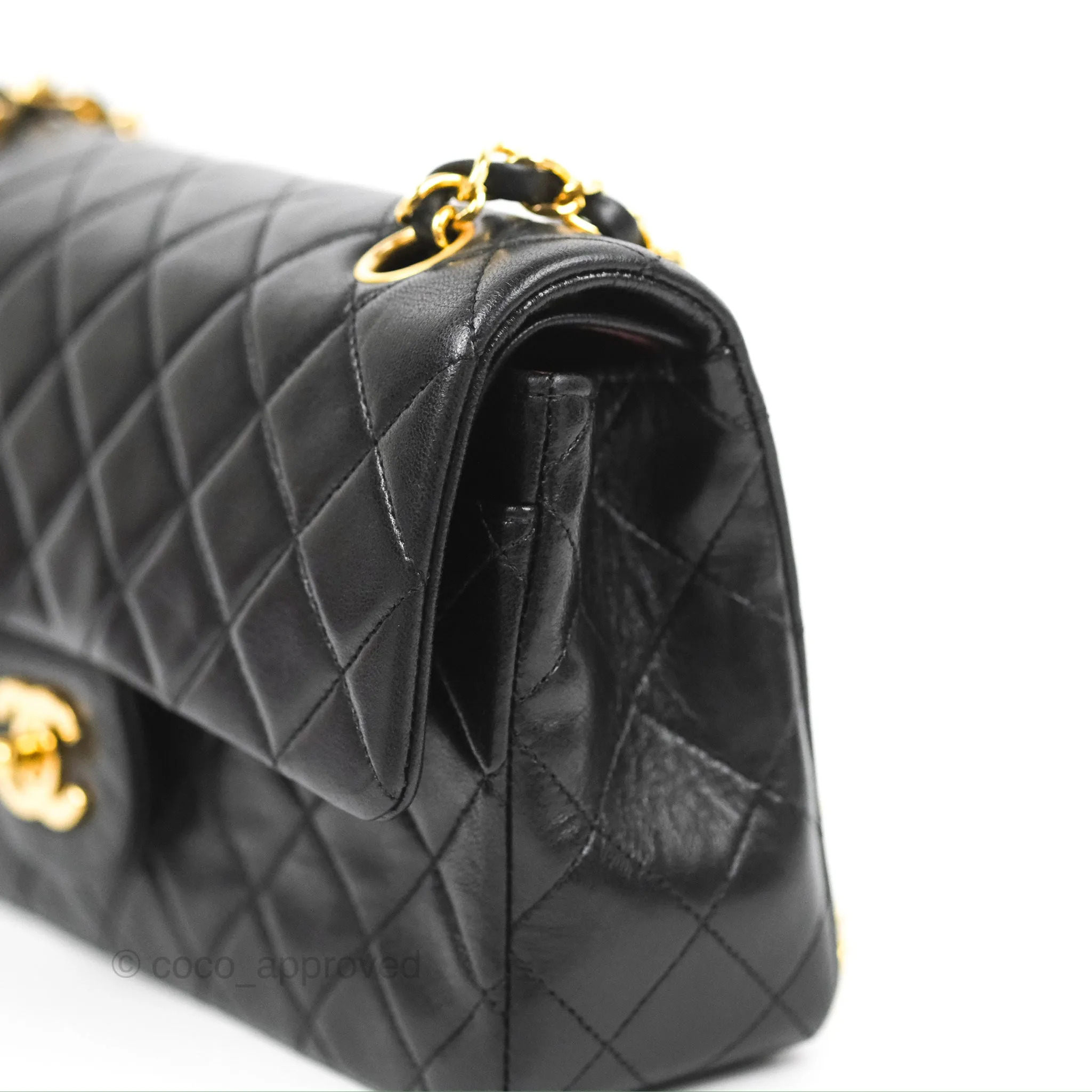 Chanel Vintage Small Classic Flap Black Lambskin 24K Gold Hardware