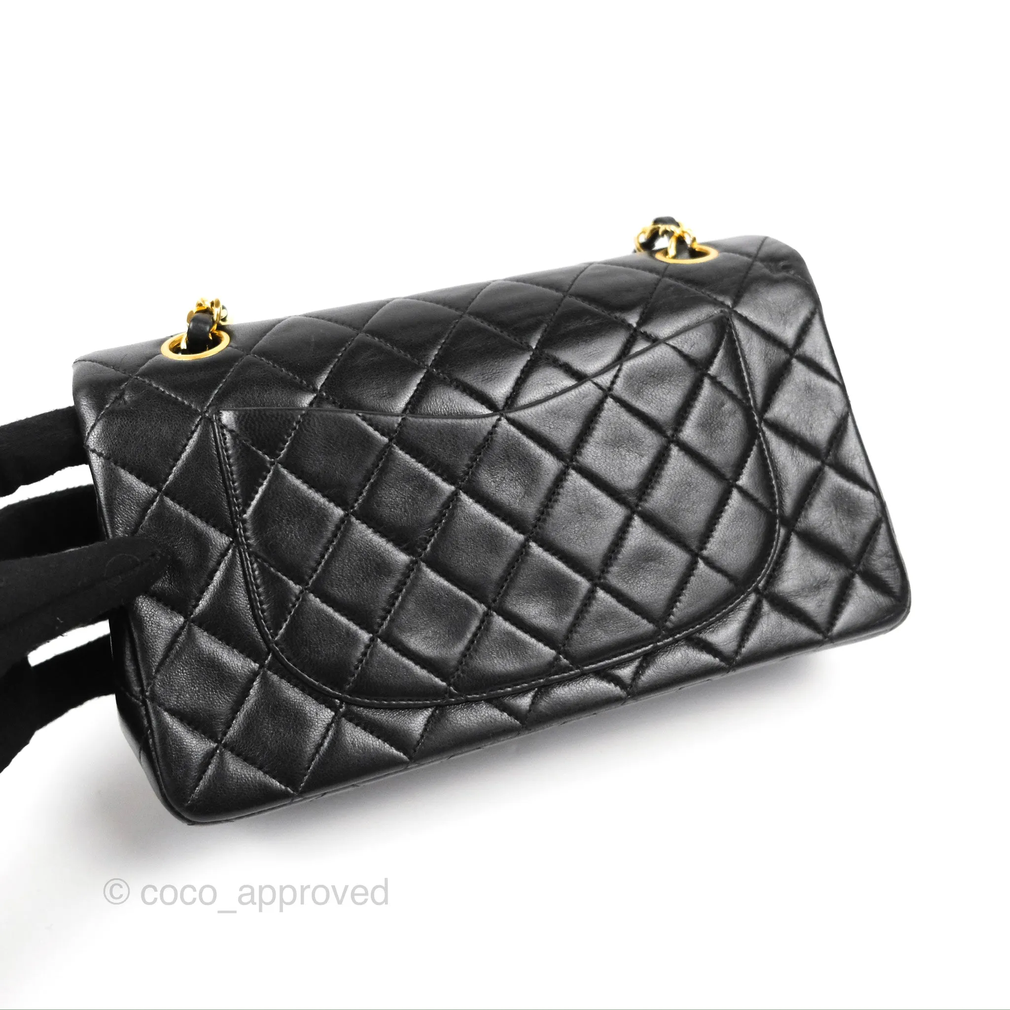 Chanel Vintage Small Classic Flap Black Lambskin 24K Gold Hardware