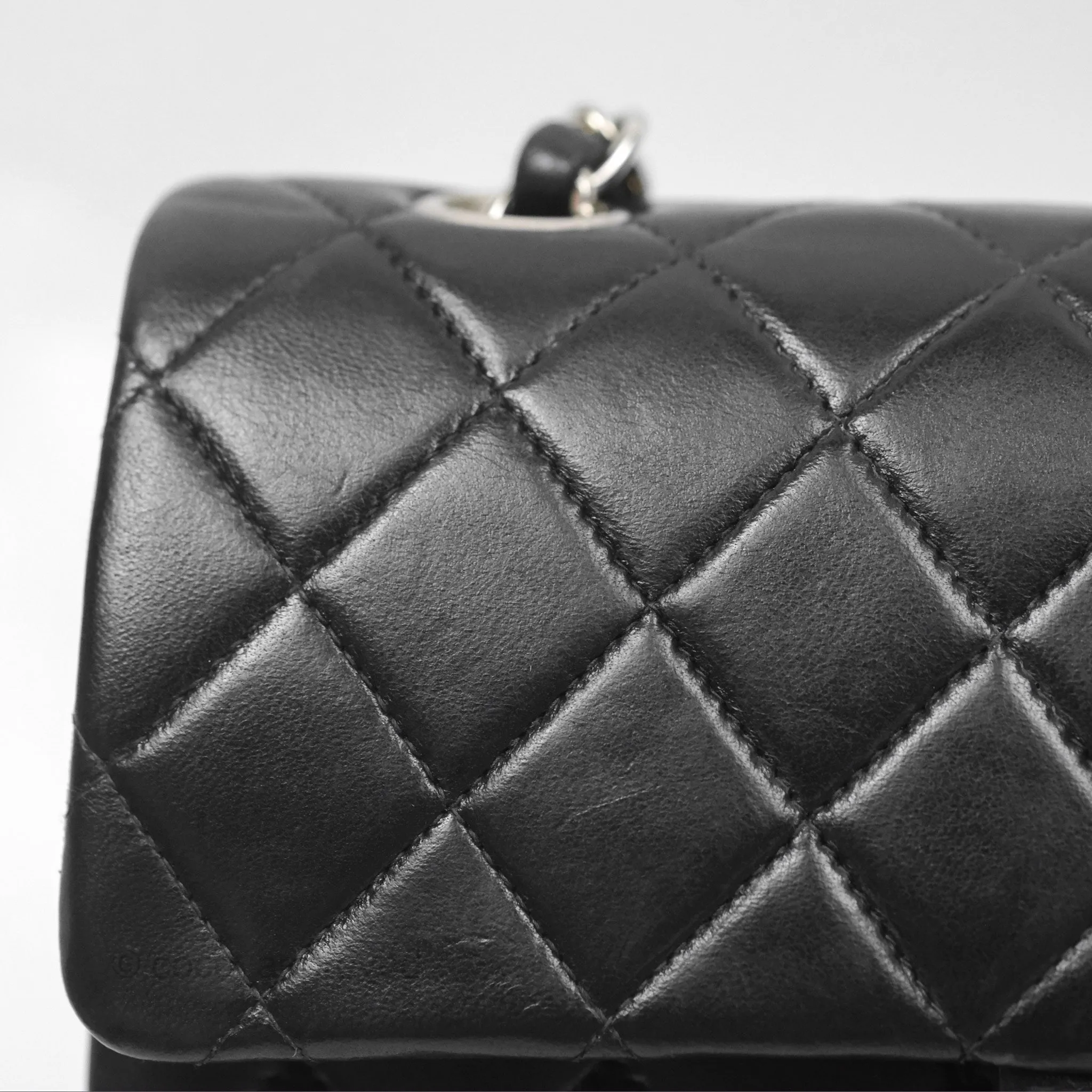 Chanel Vintage Small Classic Flap Black Lambskin Silver Hardware