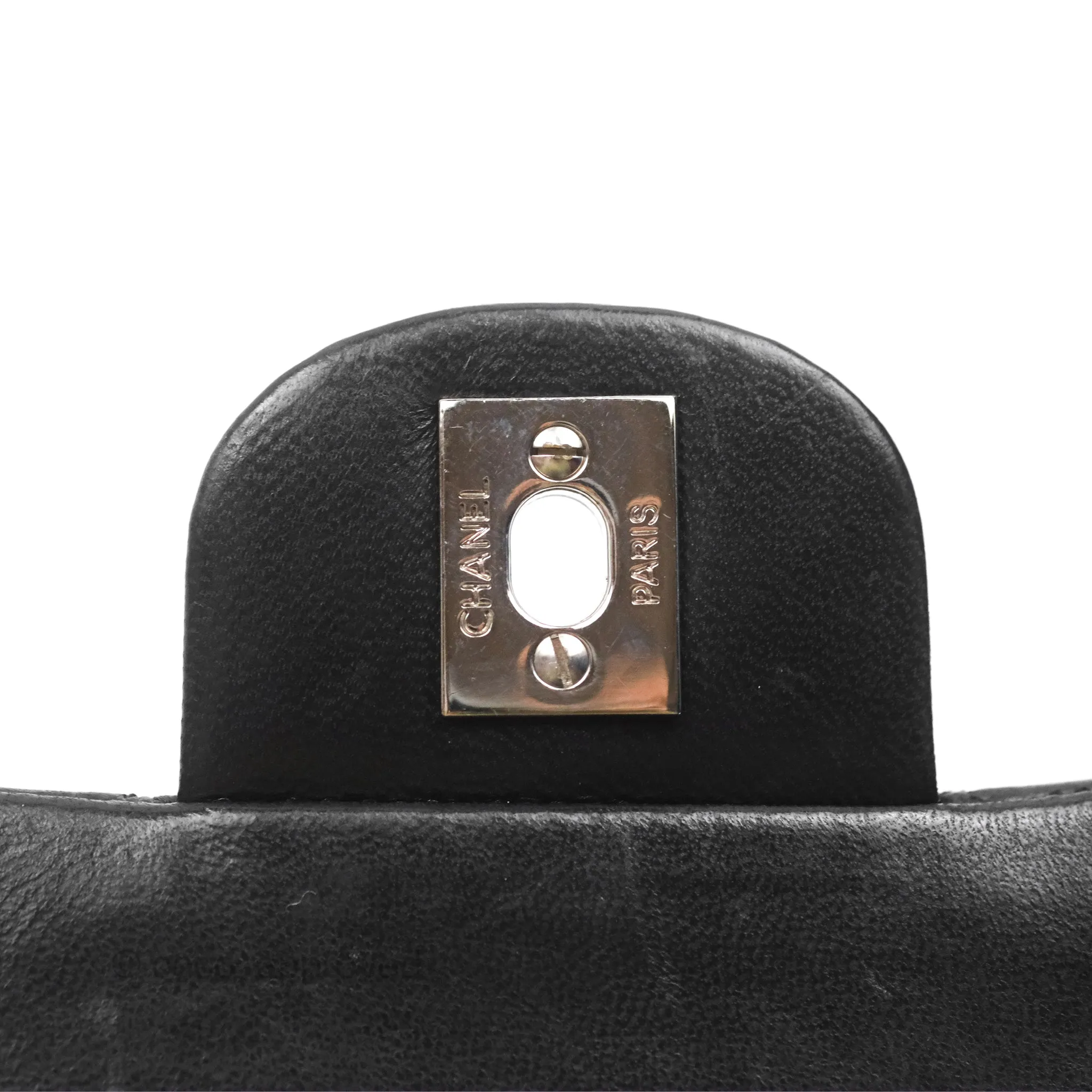 Chanel Vintage Small Classic Flap Black Lambskin Silver Hardware